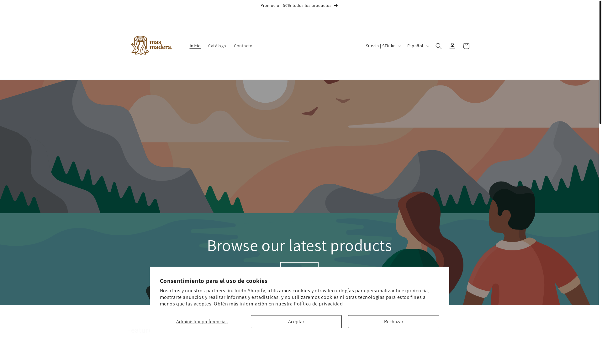 website screenshot of https://masmaderaonline.com/