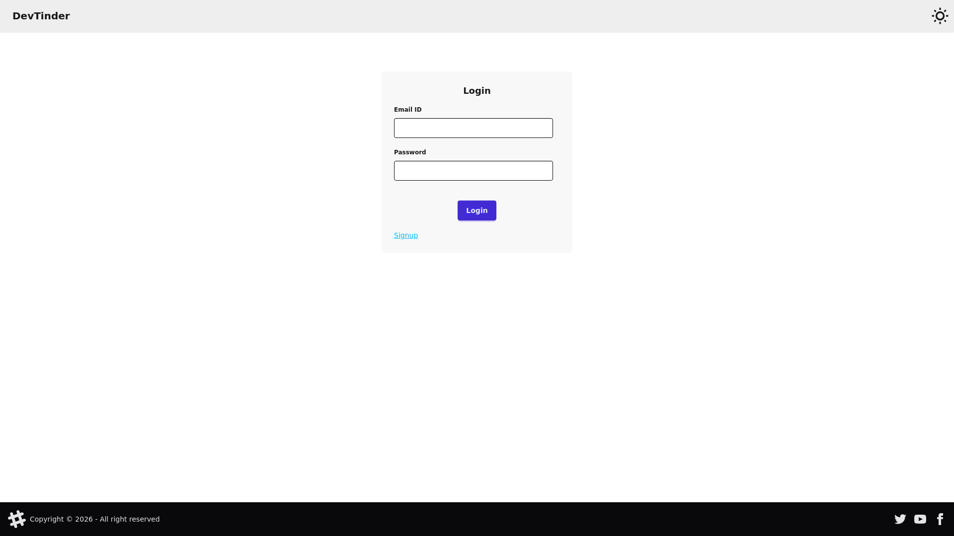 website screenshot of https://devtinderr.me/