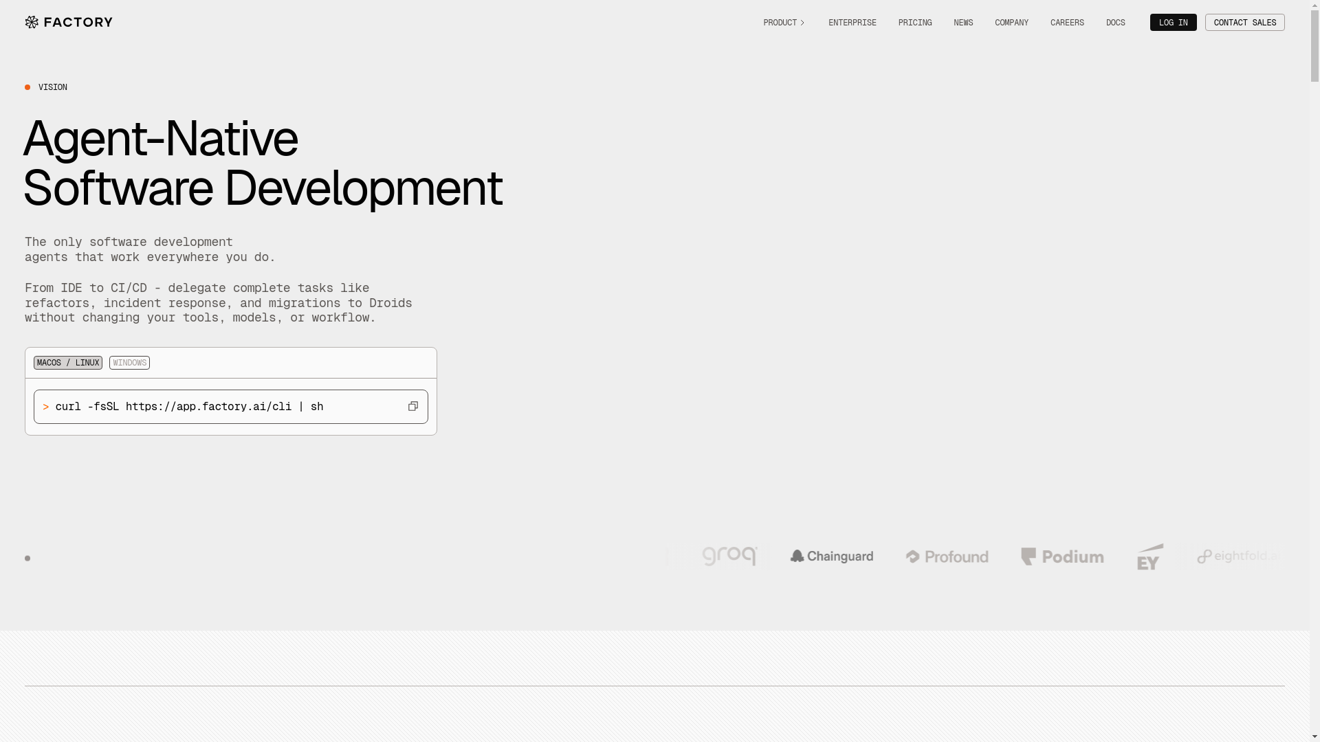 website screenshot of https://factory.ai