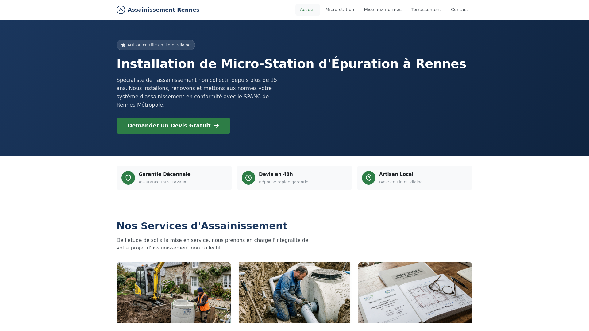 website screenshot of https://assainissement-rennes.fr