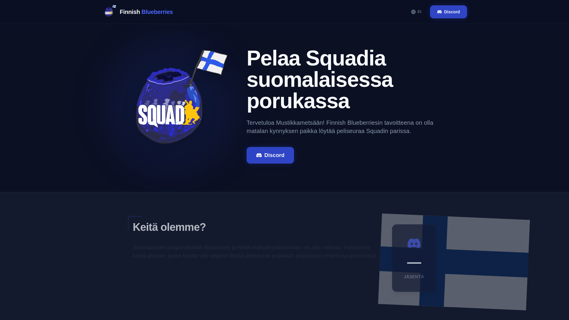 website screenshot of https://squadfinland.fi/