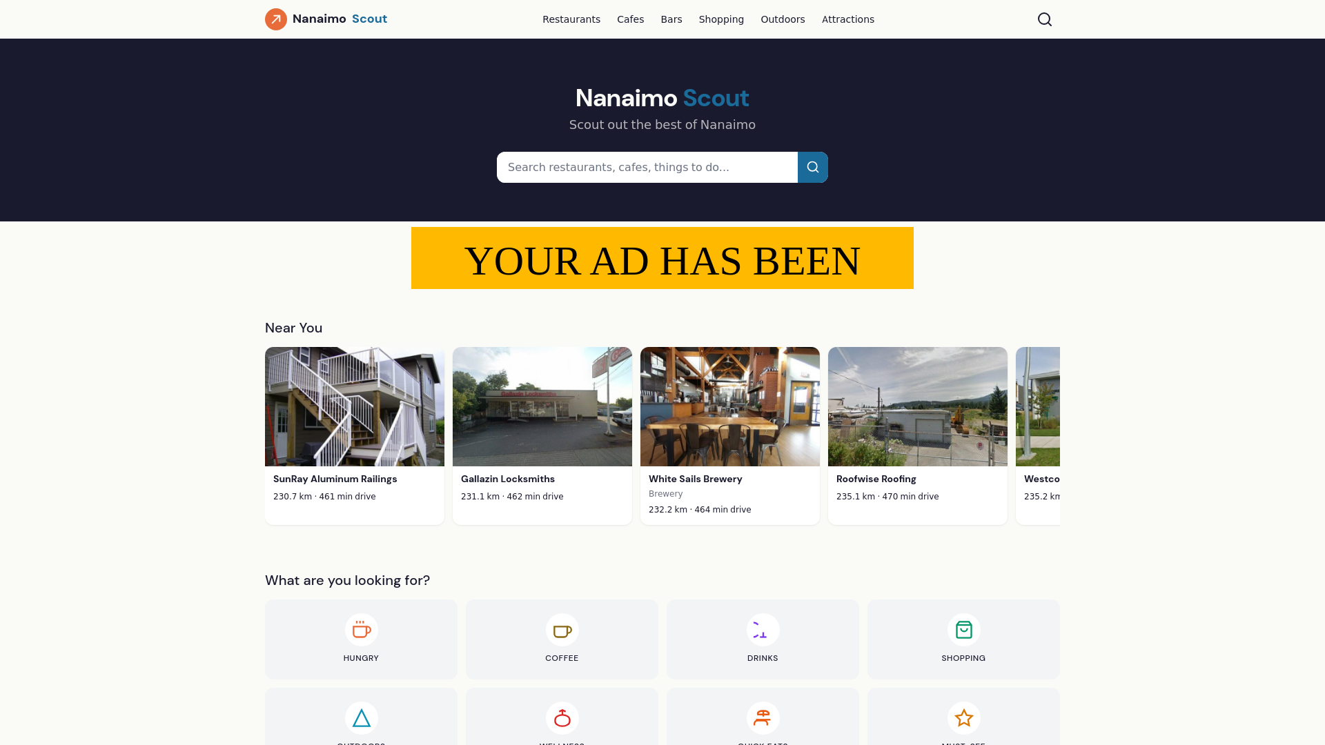 website screenshot of https://nanaimoscout.ca/