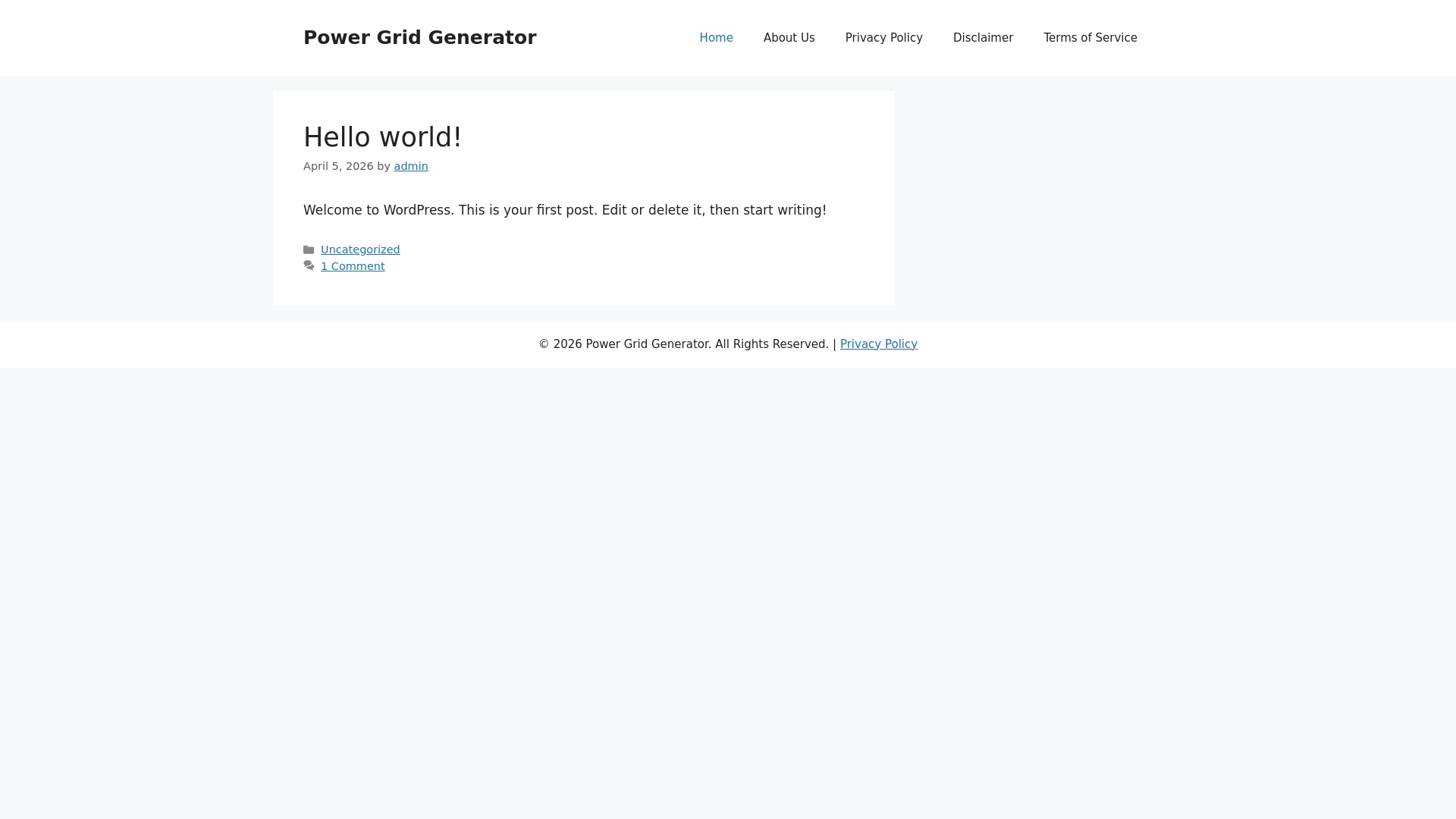 website screenshot of https://gridpowergenerator.com/
