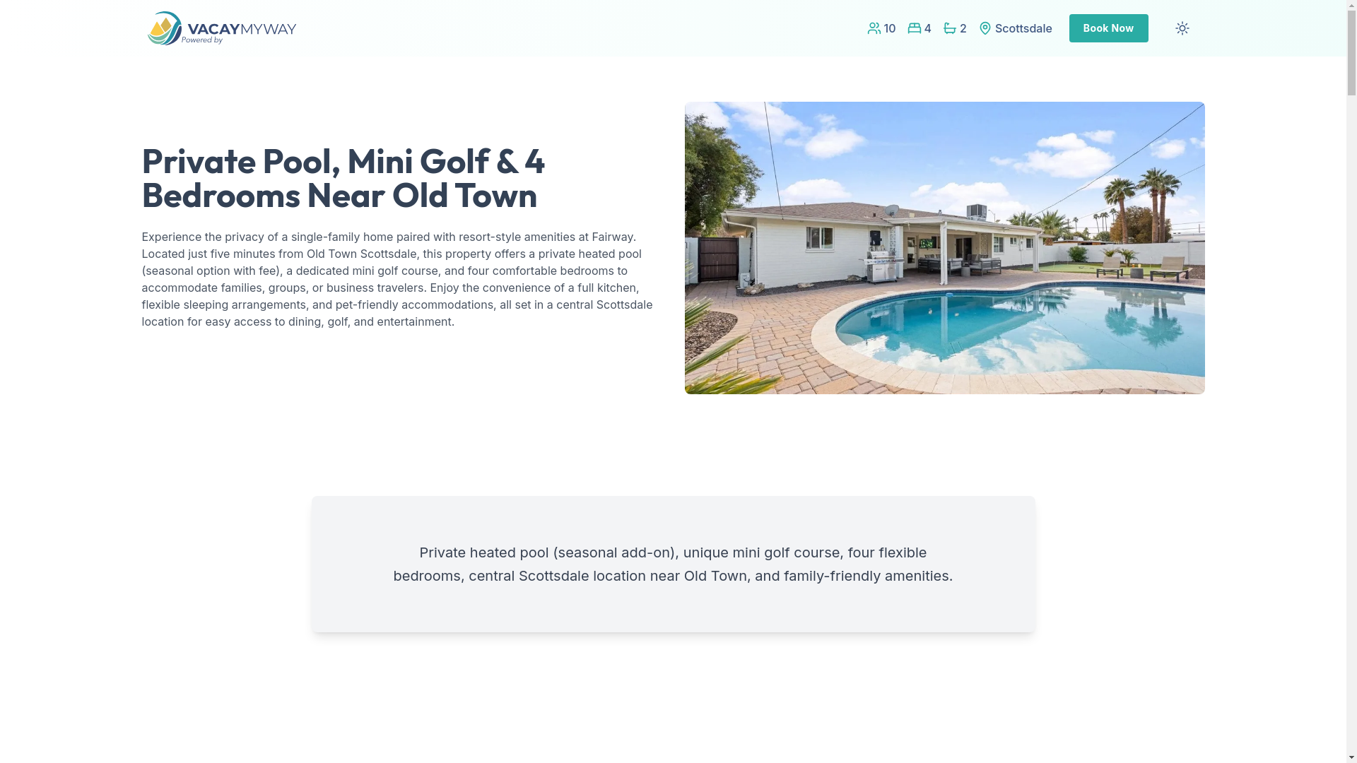 website screenshot of https://radiantmesa.vacations/