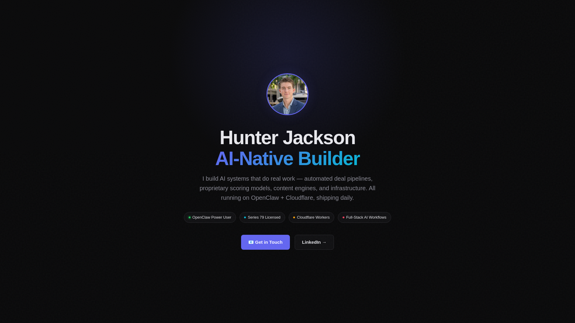 website screenshot of https://hunter-jackson-ai.pages.dev/