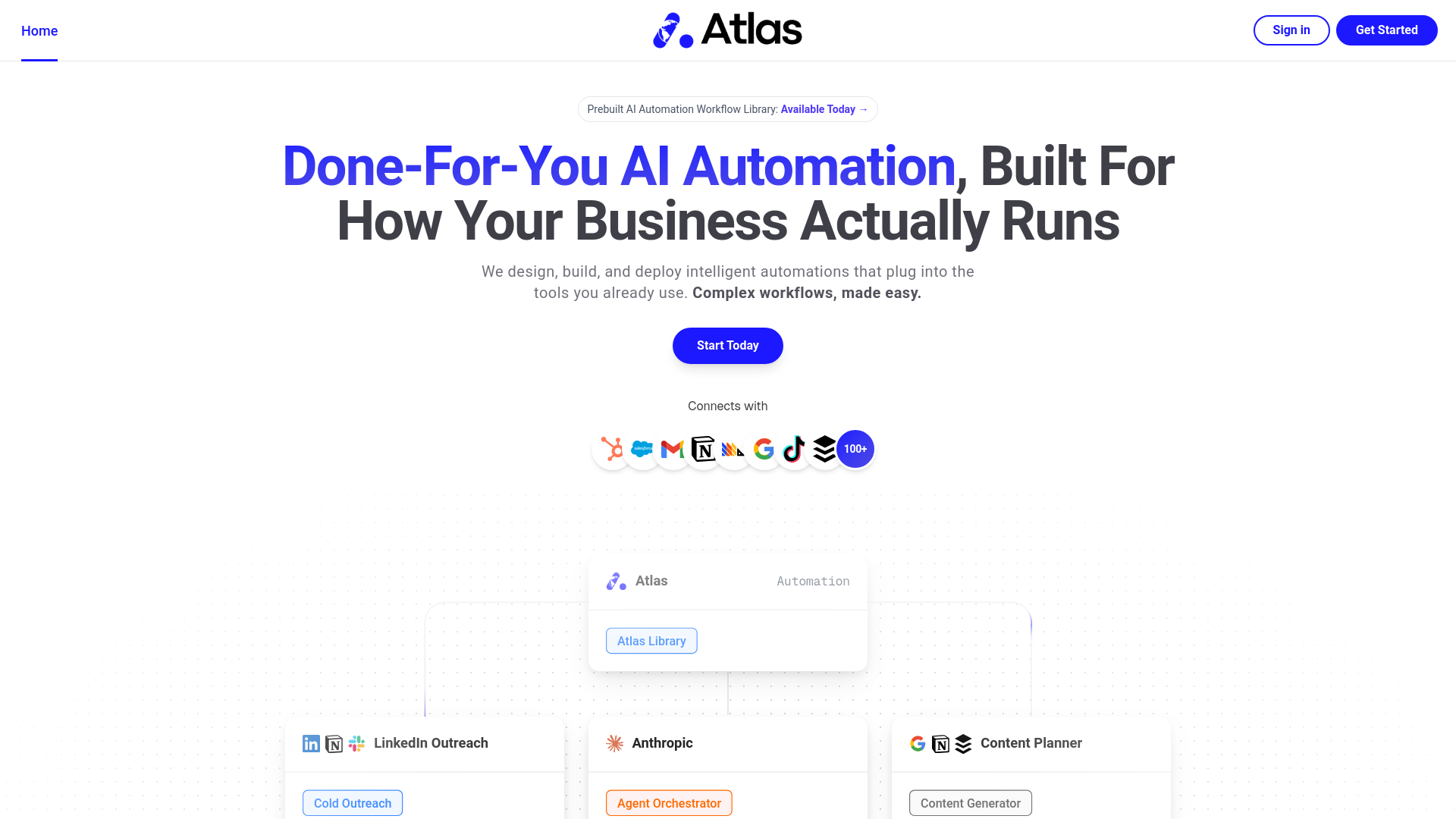 website screenshot of https://automationatlascorp.com/