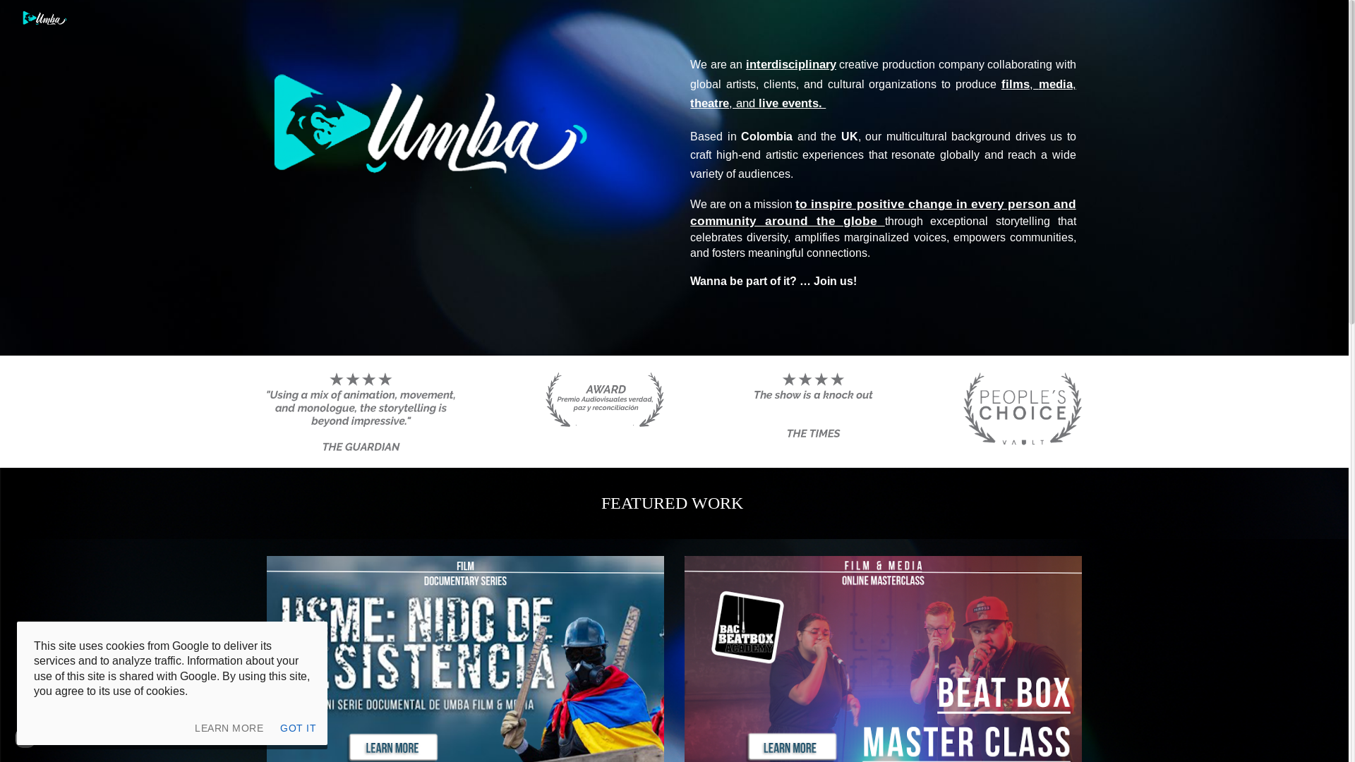 website screenshot of https://miguelumba.co.uk/