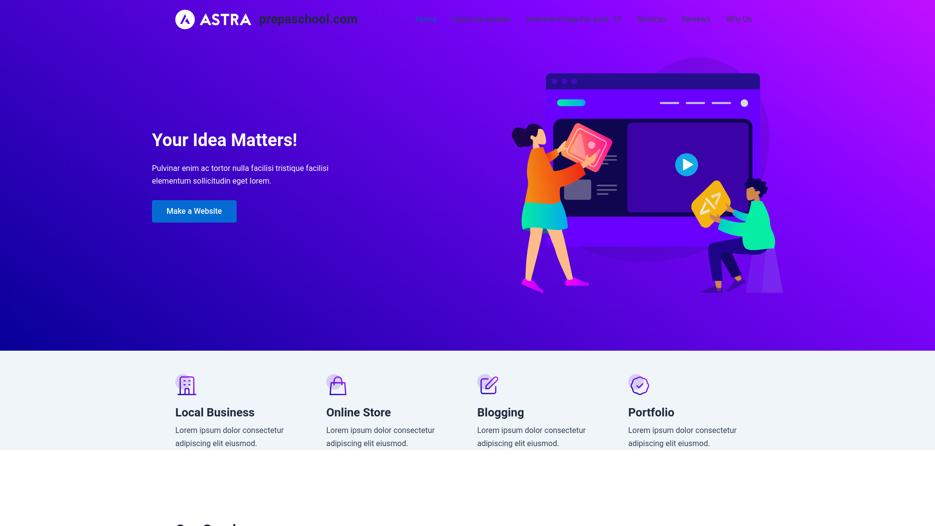 website screenshot of https://prepaschool.com