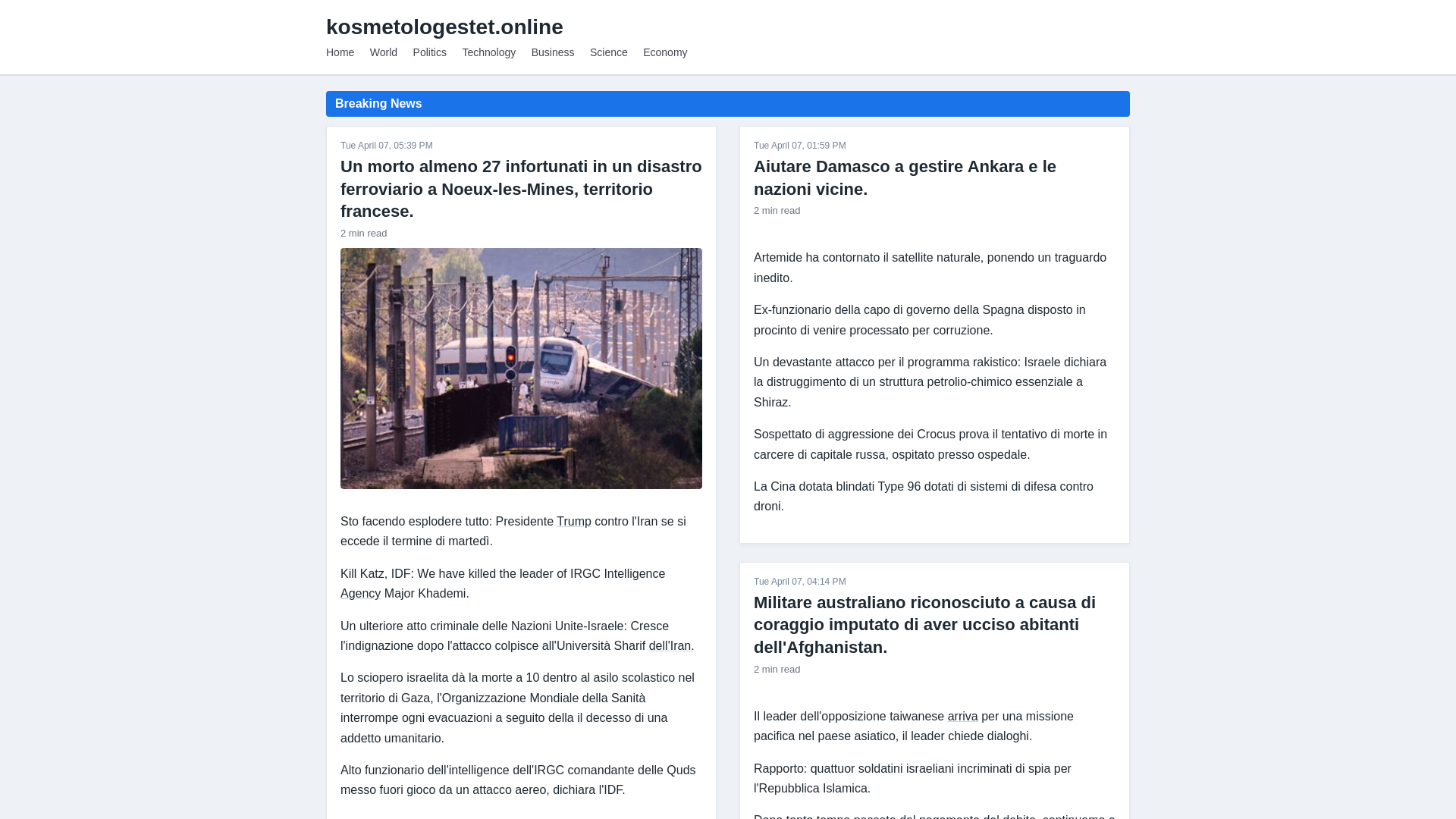 website screenshot of https://kosmetologestet.online