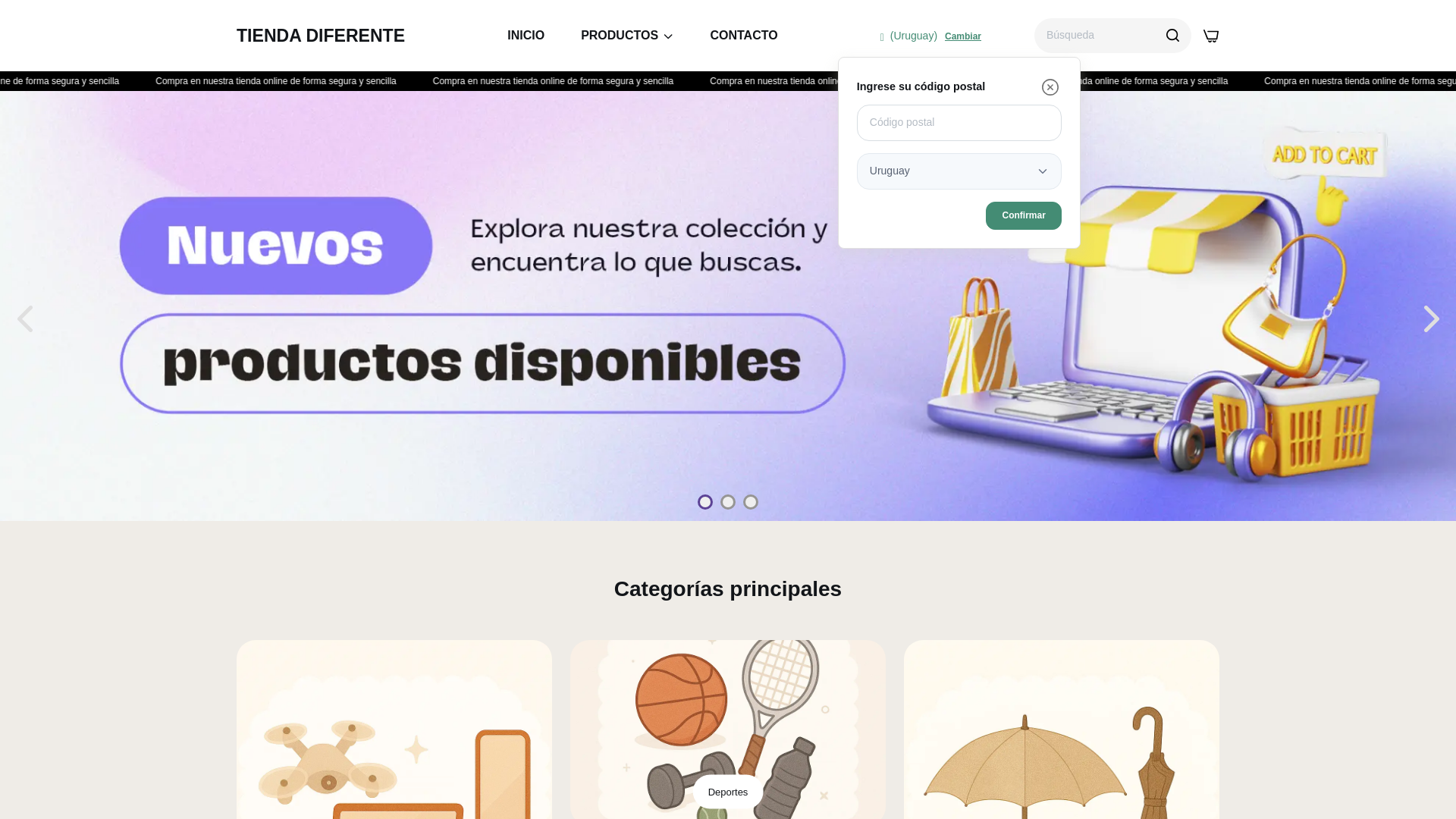 website screenshot of https://tiendadiiferente.online/