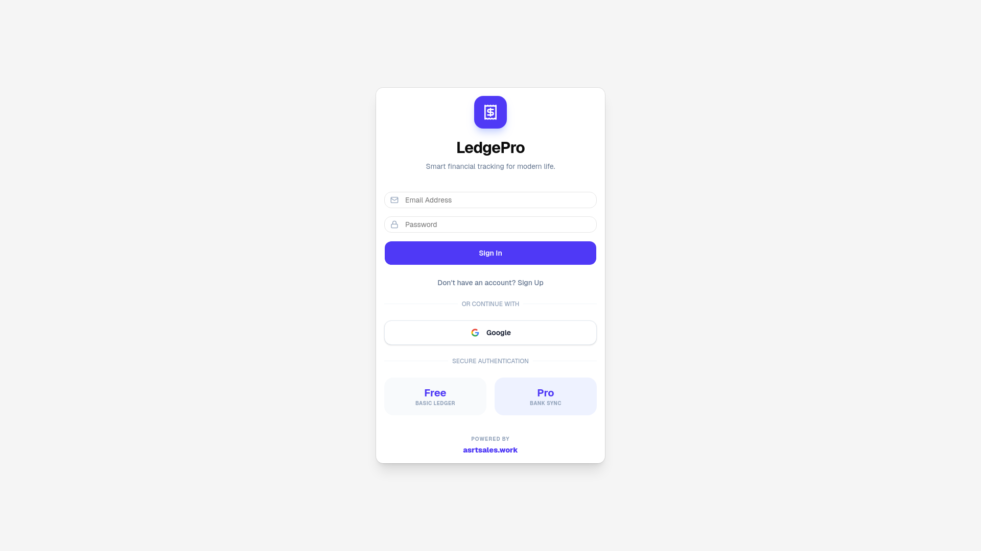 website screenshot of https://ledger-8yf.pages.dev/