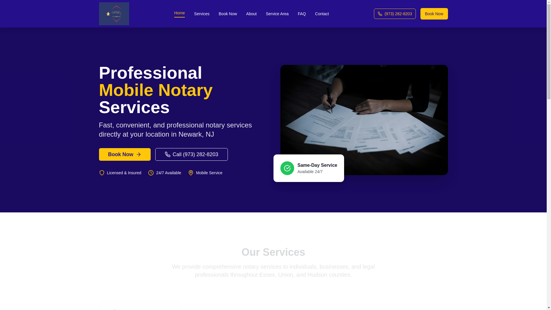 website screenshot of https://hofnotarynj.com/