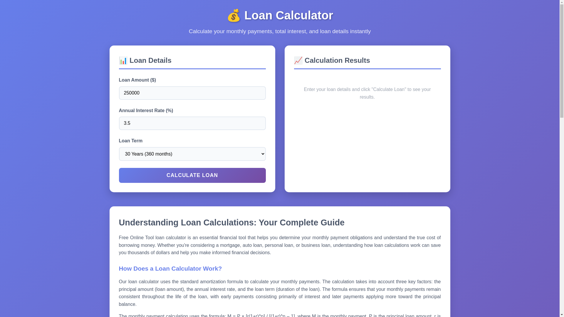 website screenshot of https://loancalculators.pages.dev/