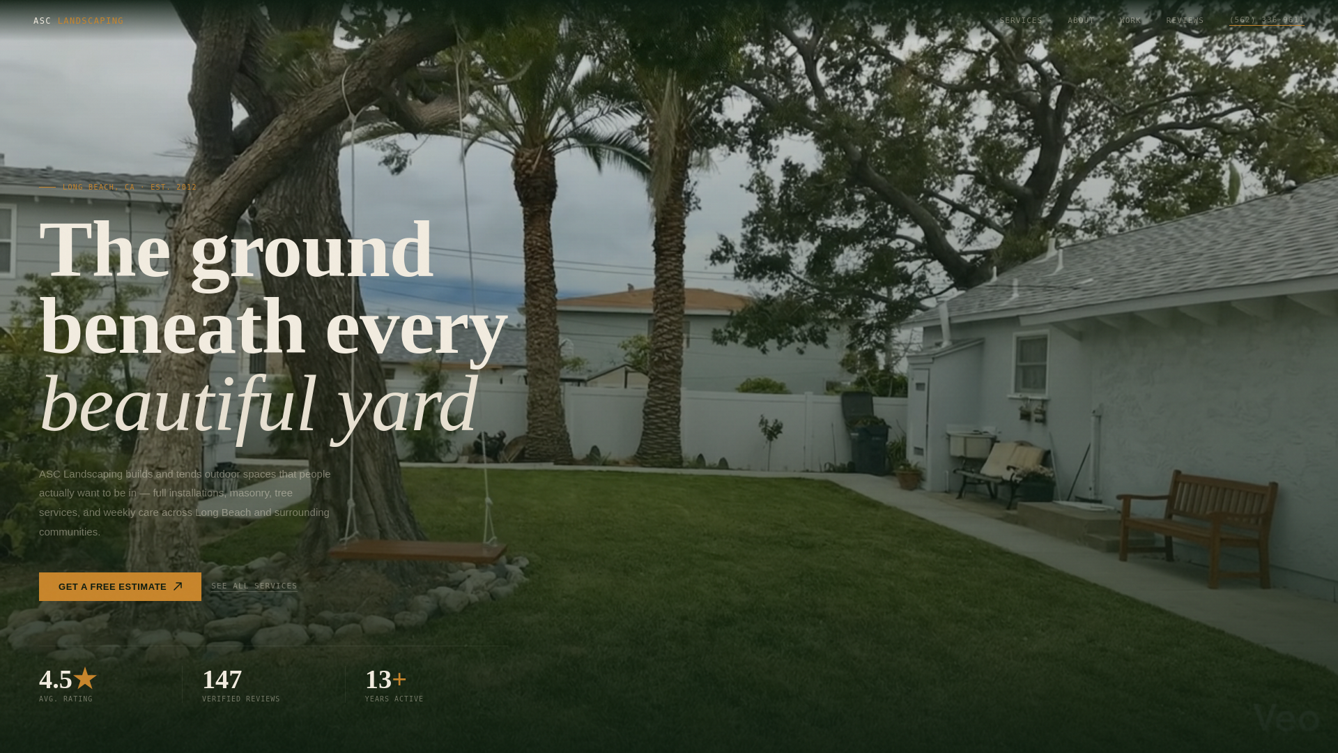 website screenshot of https://asclandscapinglb.com/