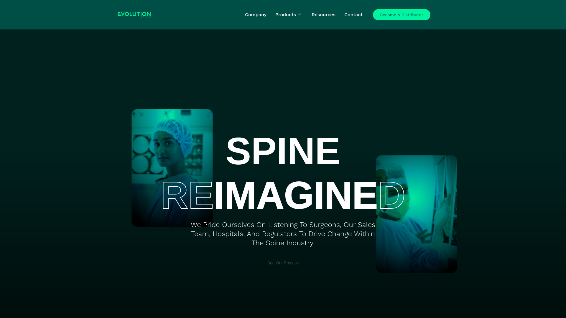 website screenshot of https://Jmirda@evolutionspine.com/