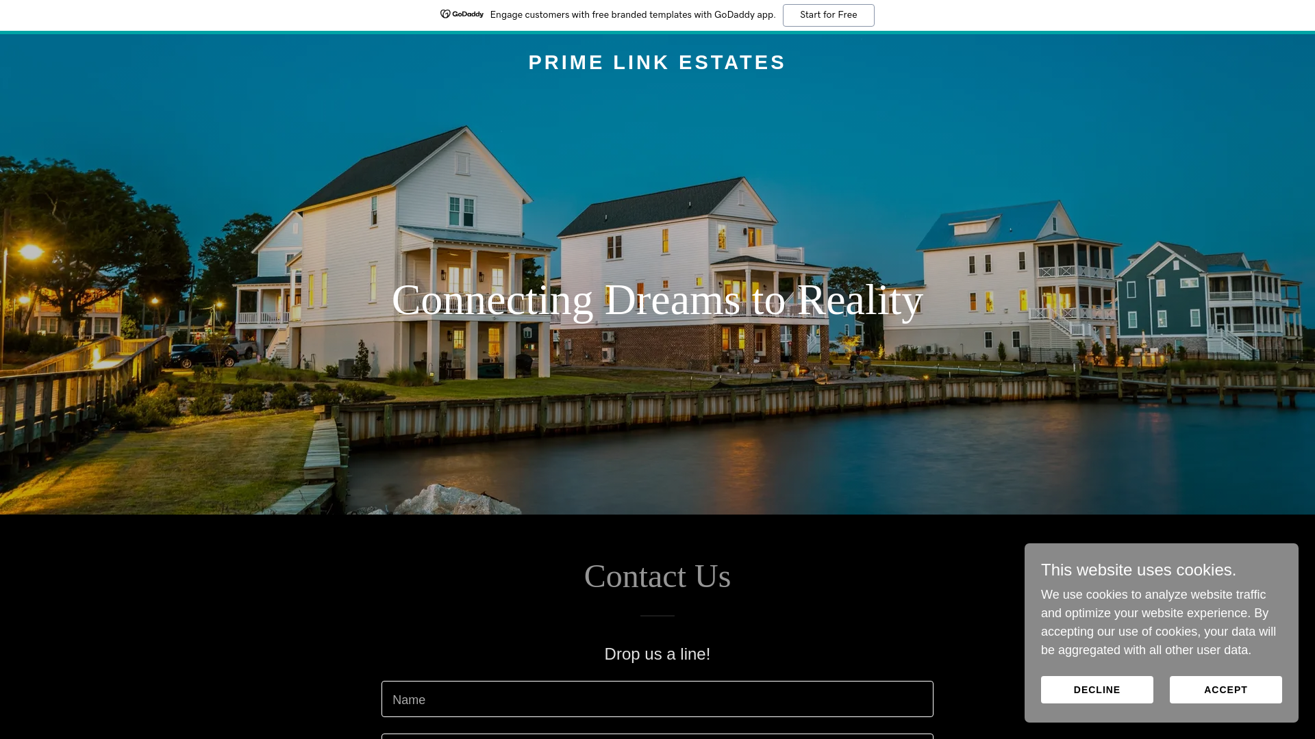website screenshot of https://primelinkestates.com/