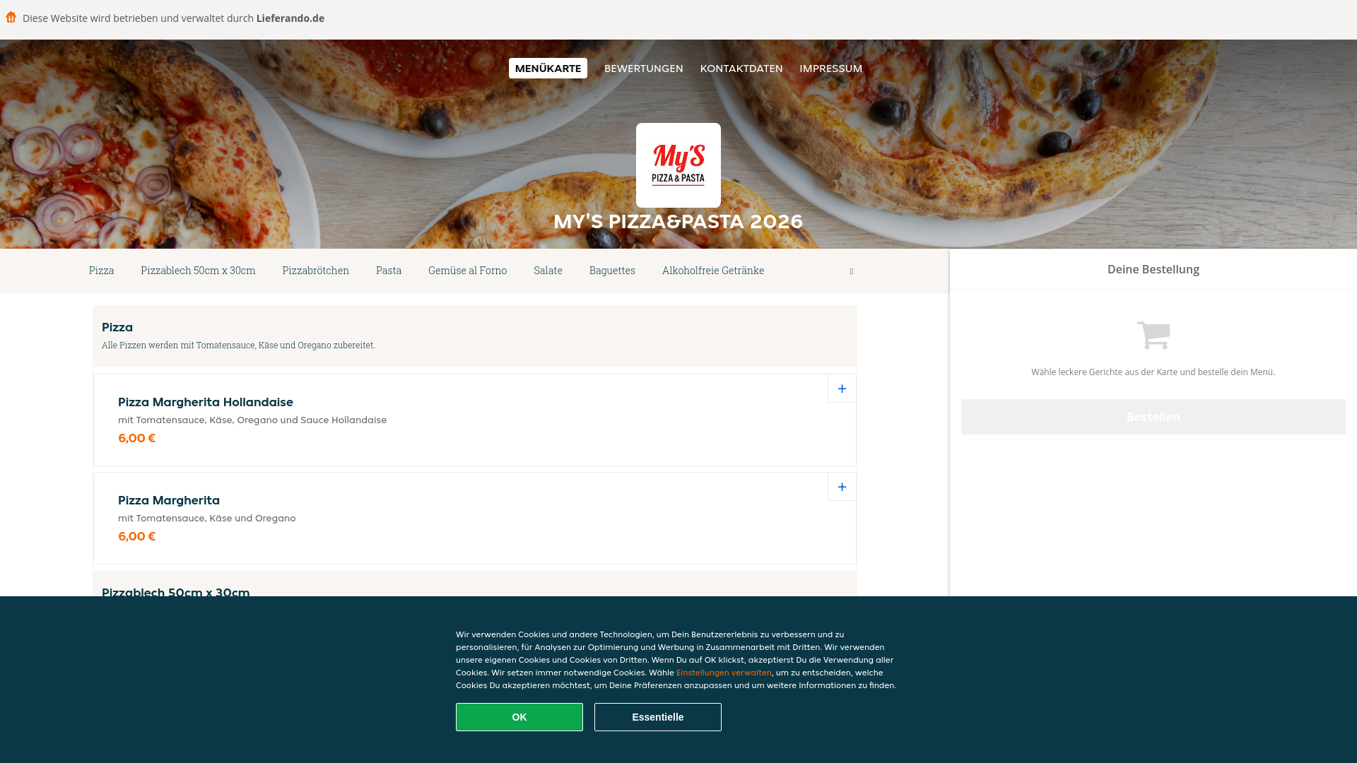 website screenshot of https://myspizzapasta-gladbeck.de/