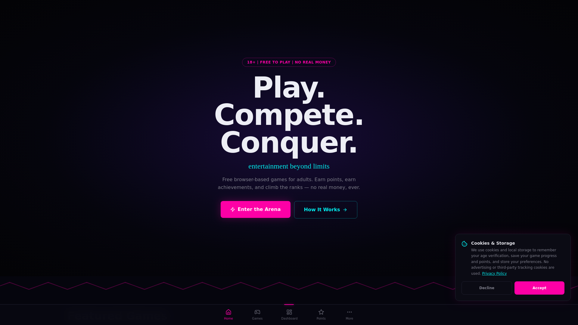 website screenshot of https://fun-compete.com/