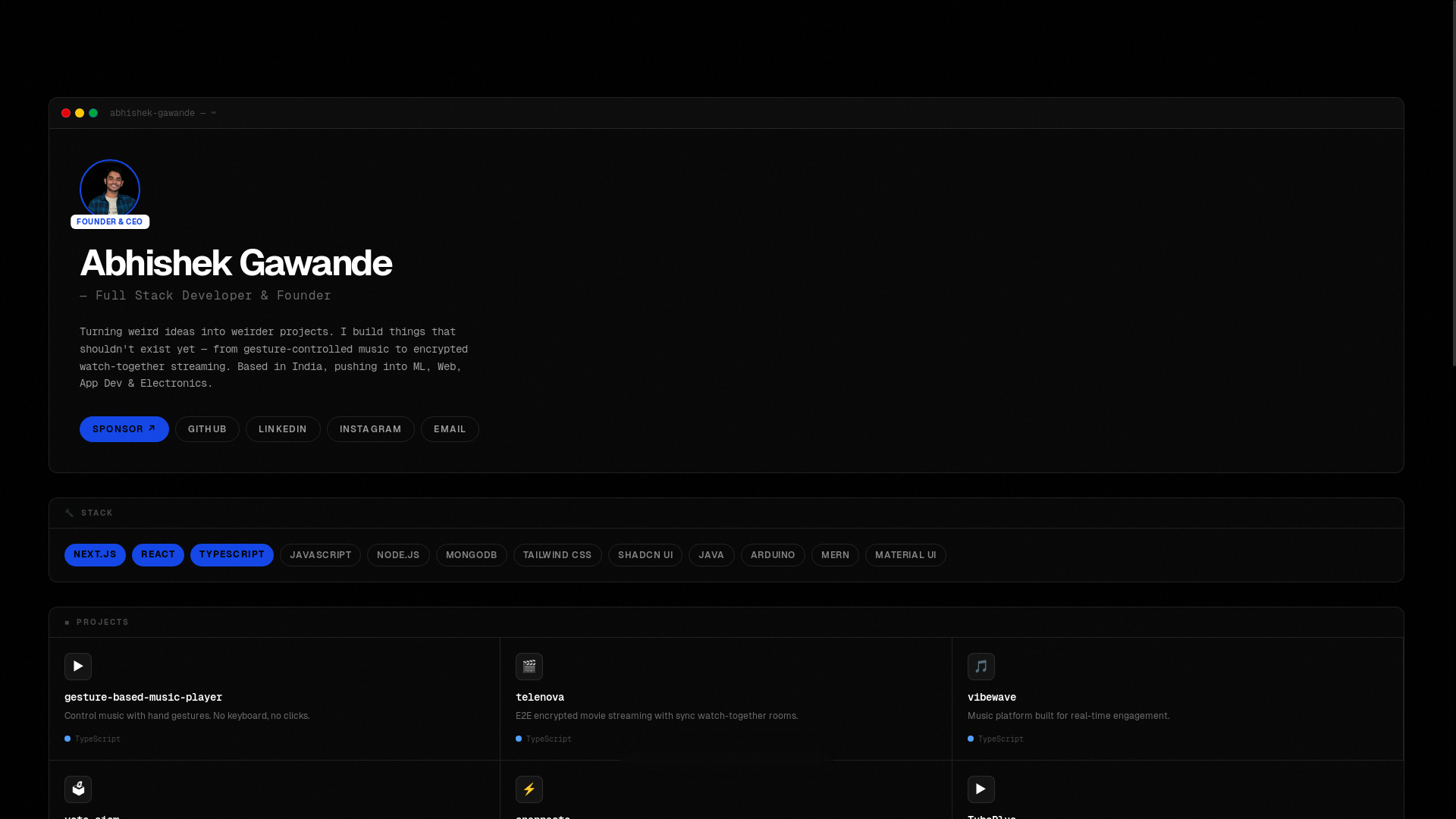website screenshot of https://abhishekgawande.pages.dev/