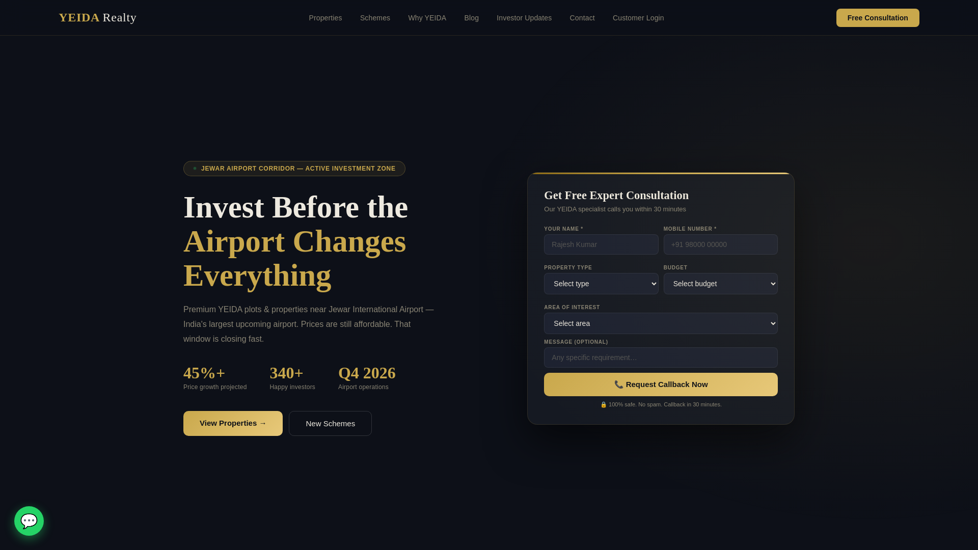 website screenshot of https://yeidarealty.com/