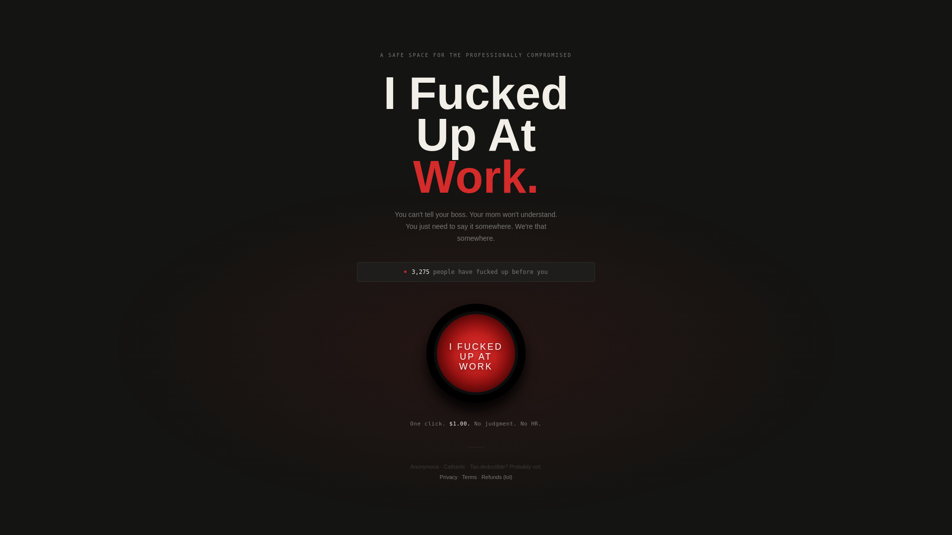 website screenshot of https://ifuckedupatwork.com/