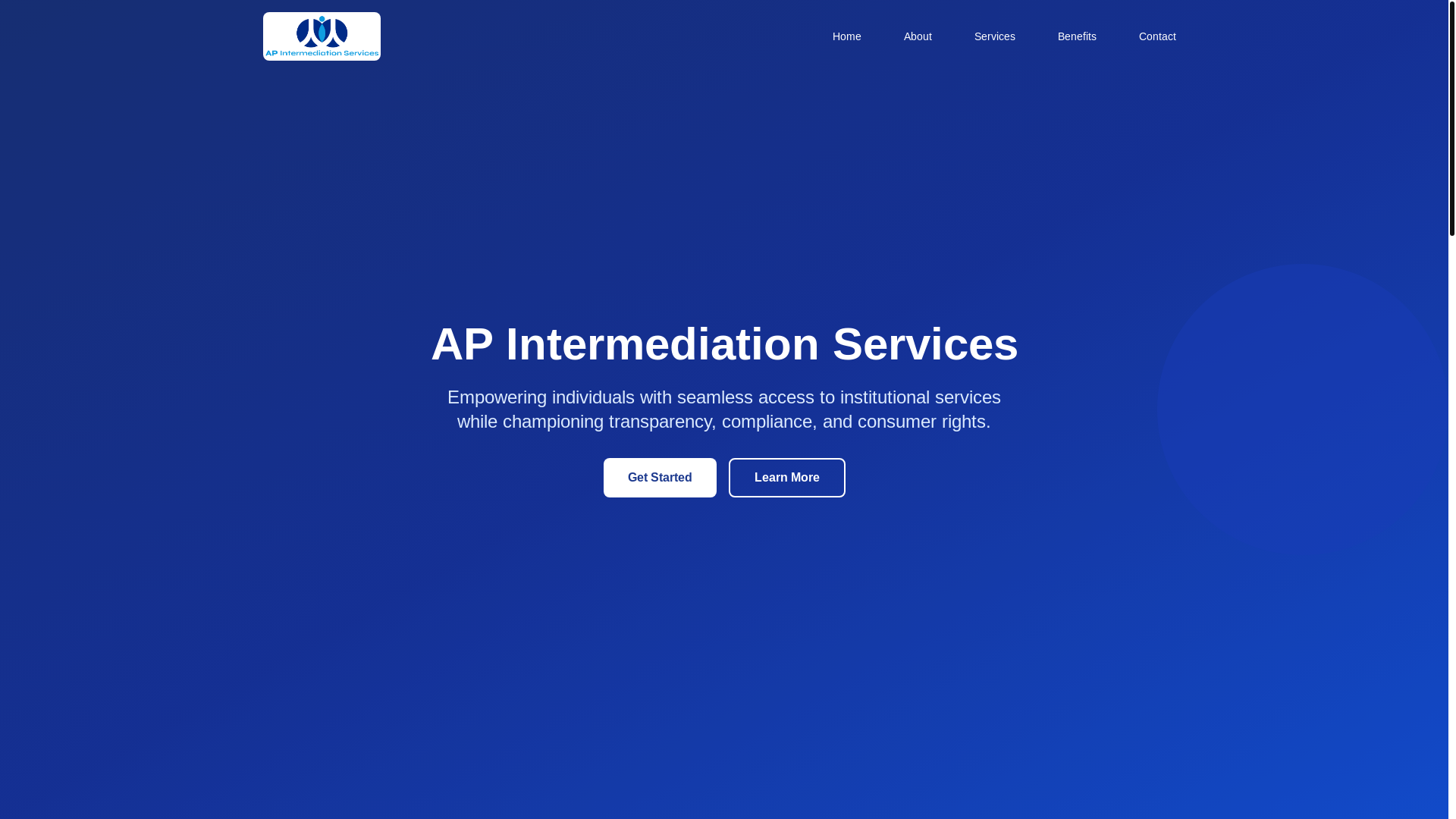 website screenshot of https://apintermediationservice.ng/