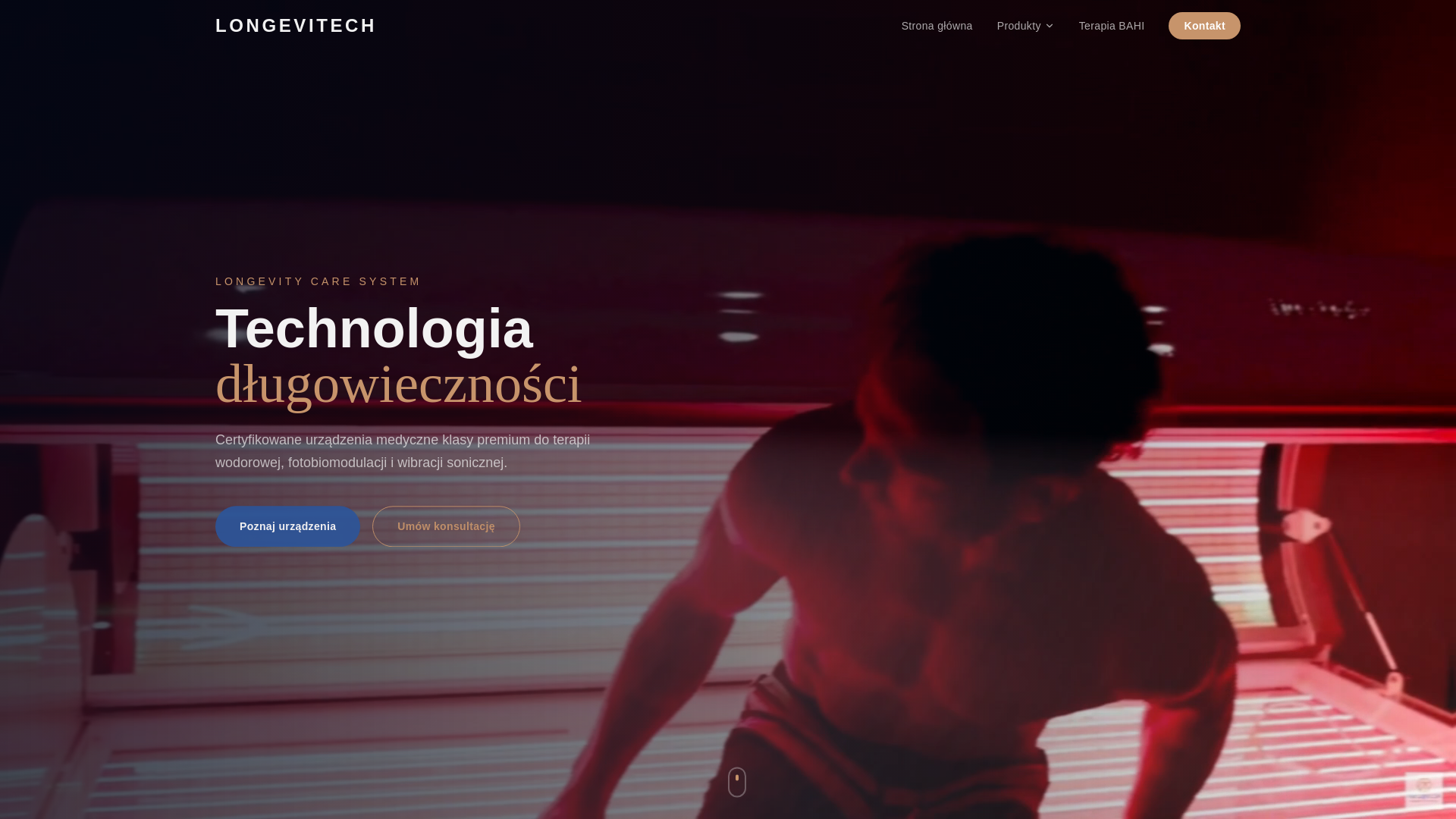 website screenshot of https://longevitech.pl