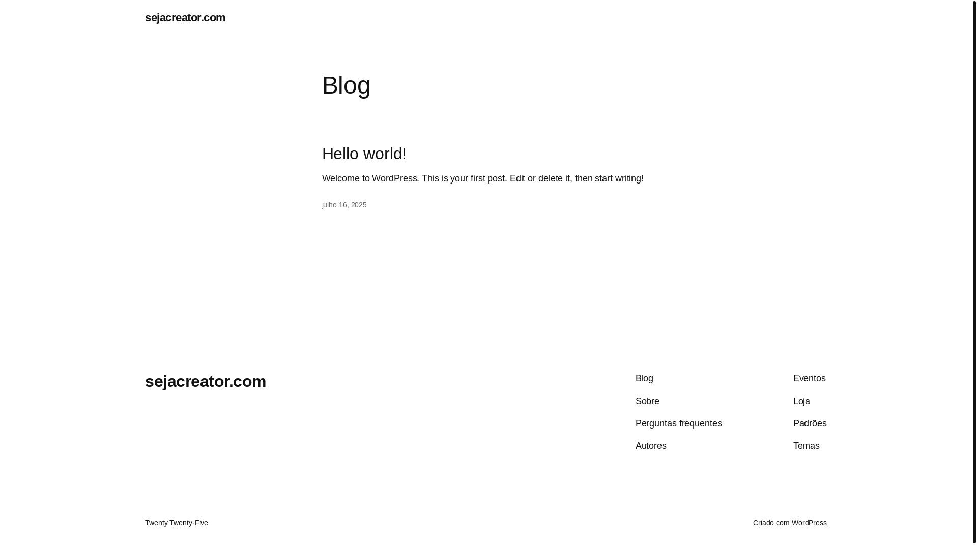 website screenshot of https://sejacreator.com/