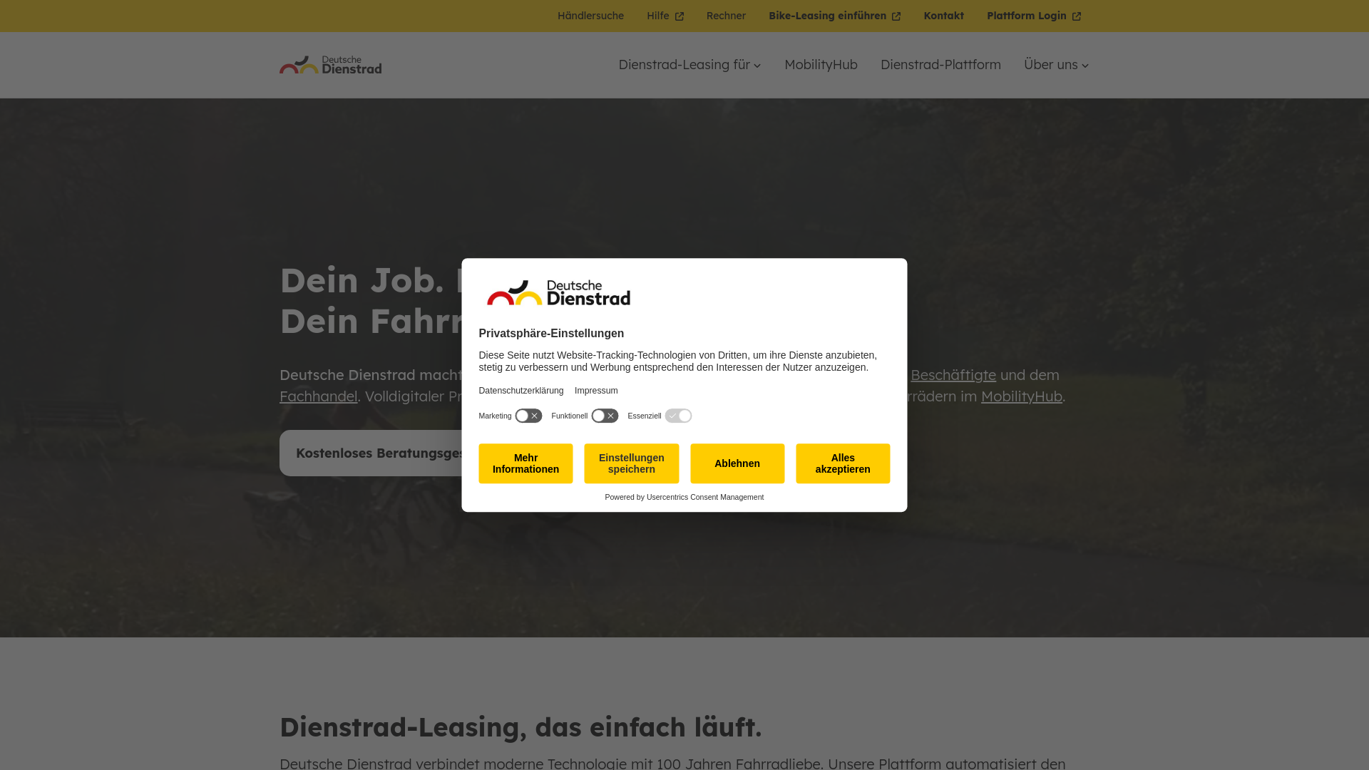 website screenshot of https://www.deutsche-dienstrad.de/