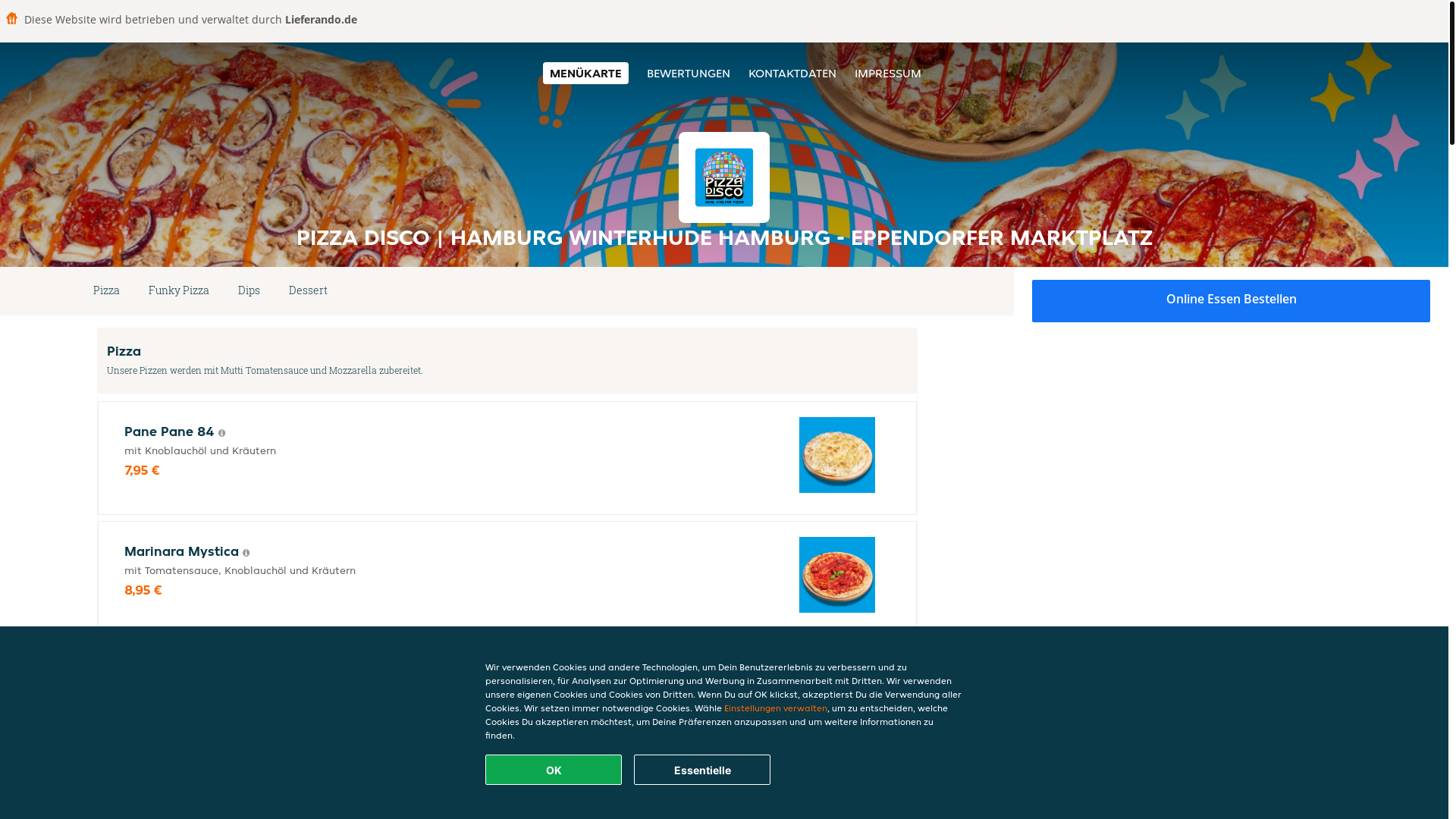 website screenshot of https://pizzadiscohamburgwinterhude-hamburg.de/