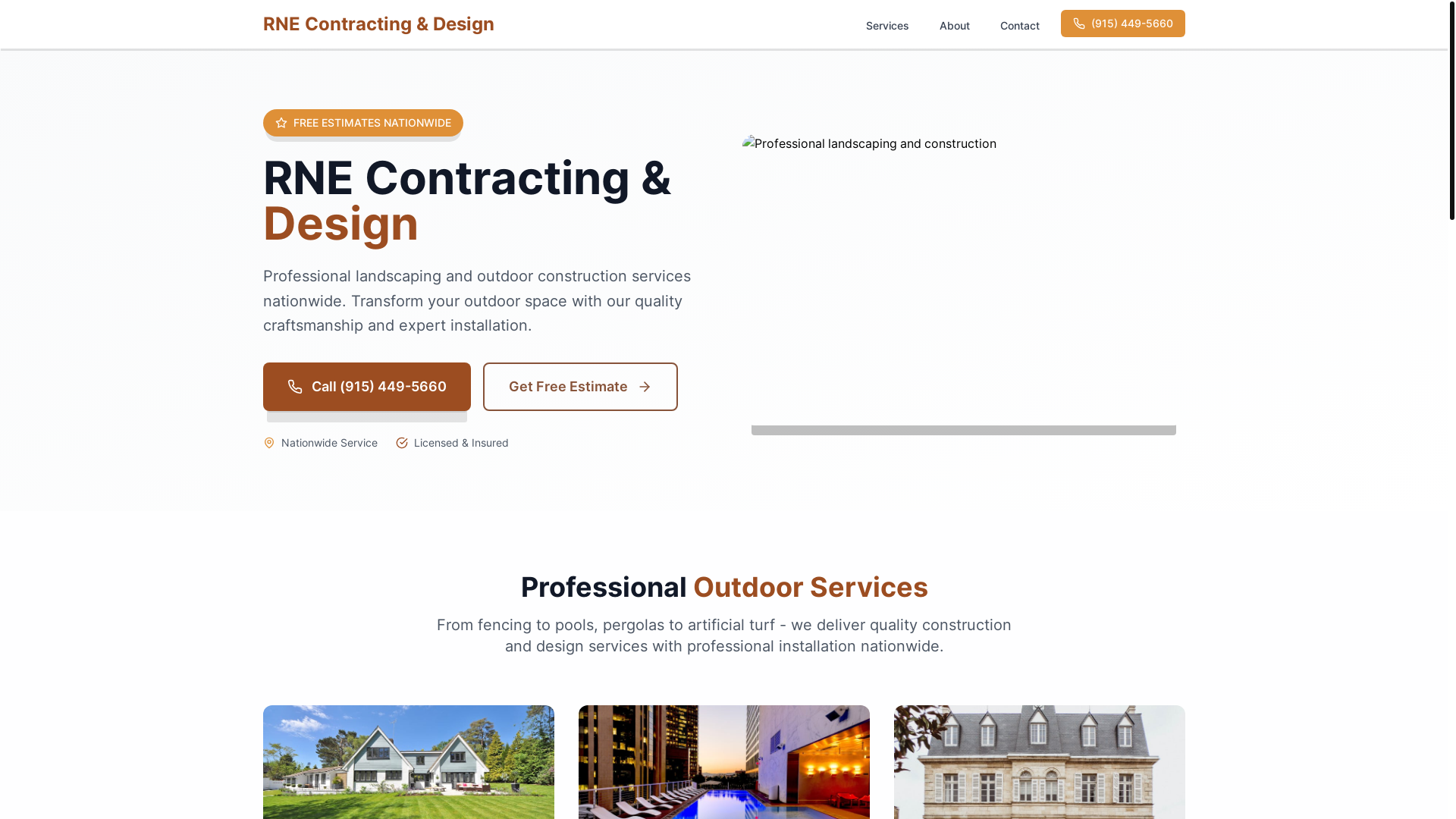 website screenshot of https://rne-contracting-website.pages.dev/