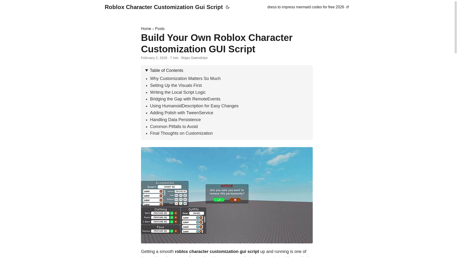 website screenshot of https://roblox-character-customization-gui-script.pages.dev/