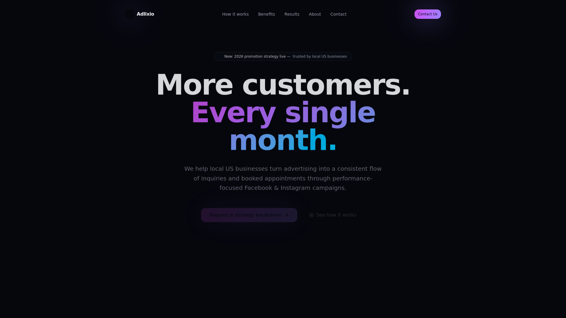 website screenshot of https://adlixio.com/