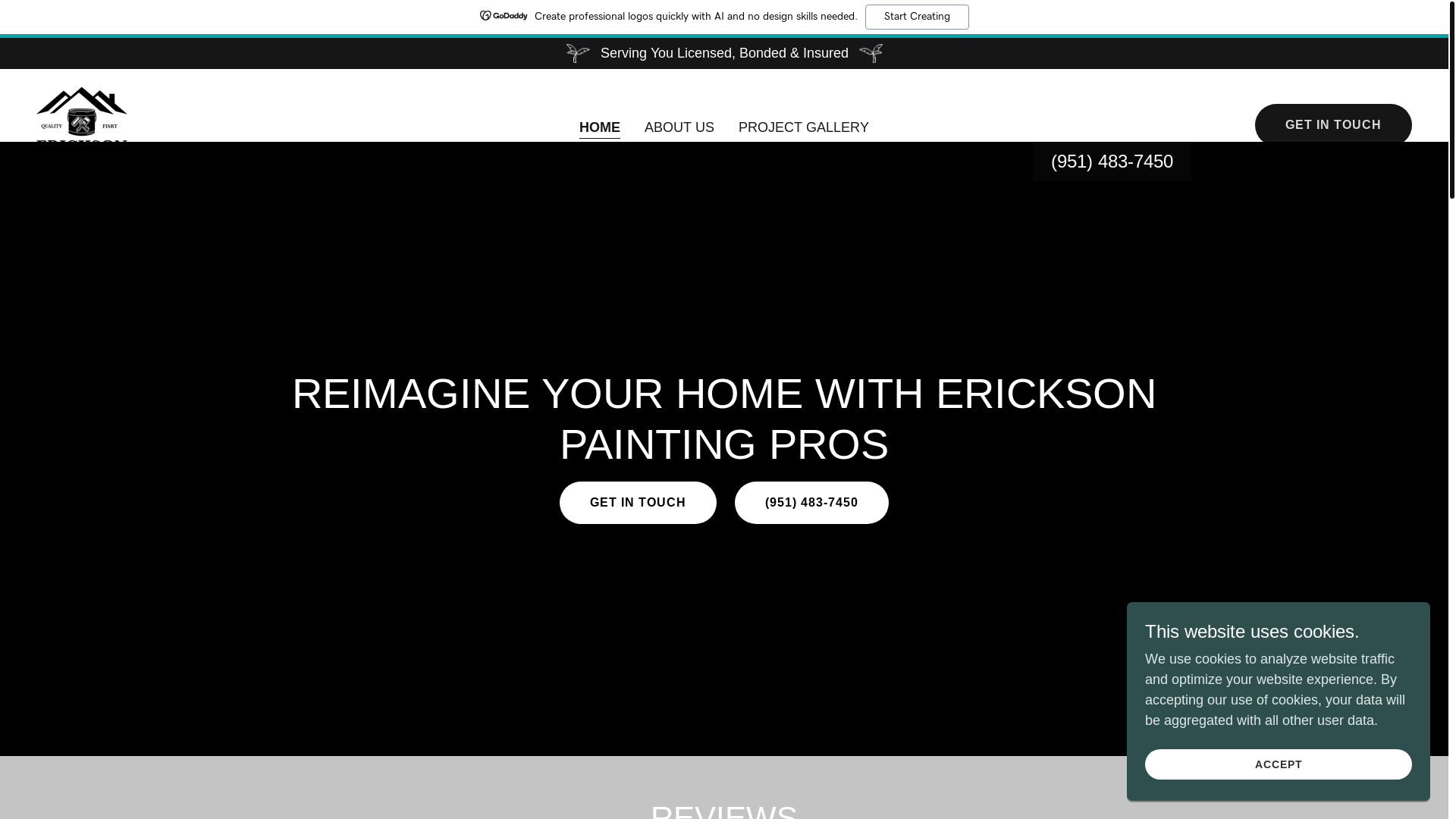 website screenshot of https://ericksonpaintingprosusa.com/