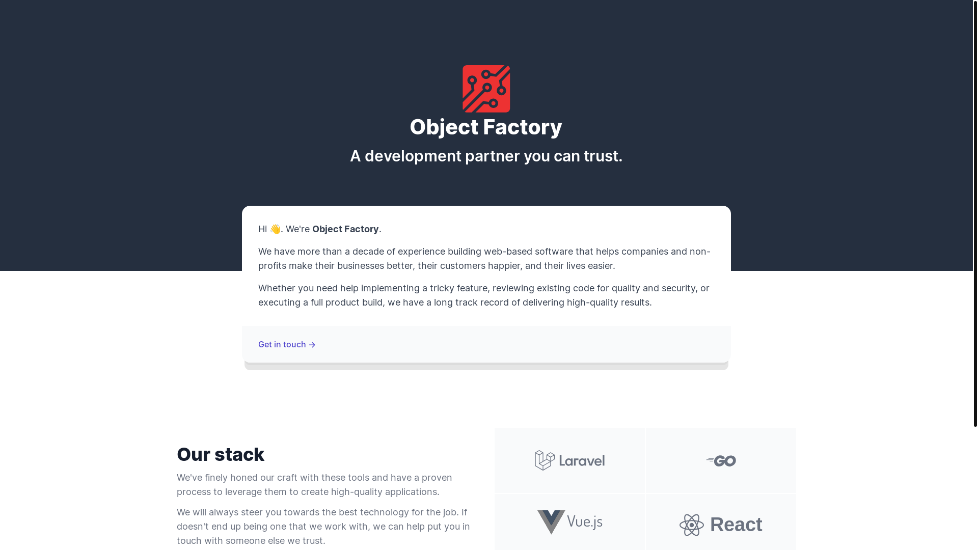 website screenshot of https://objectfactory-io.pages.dev/