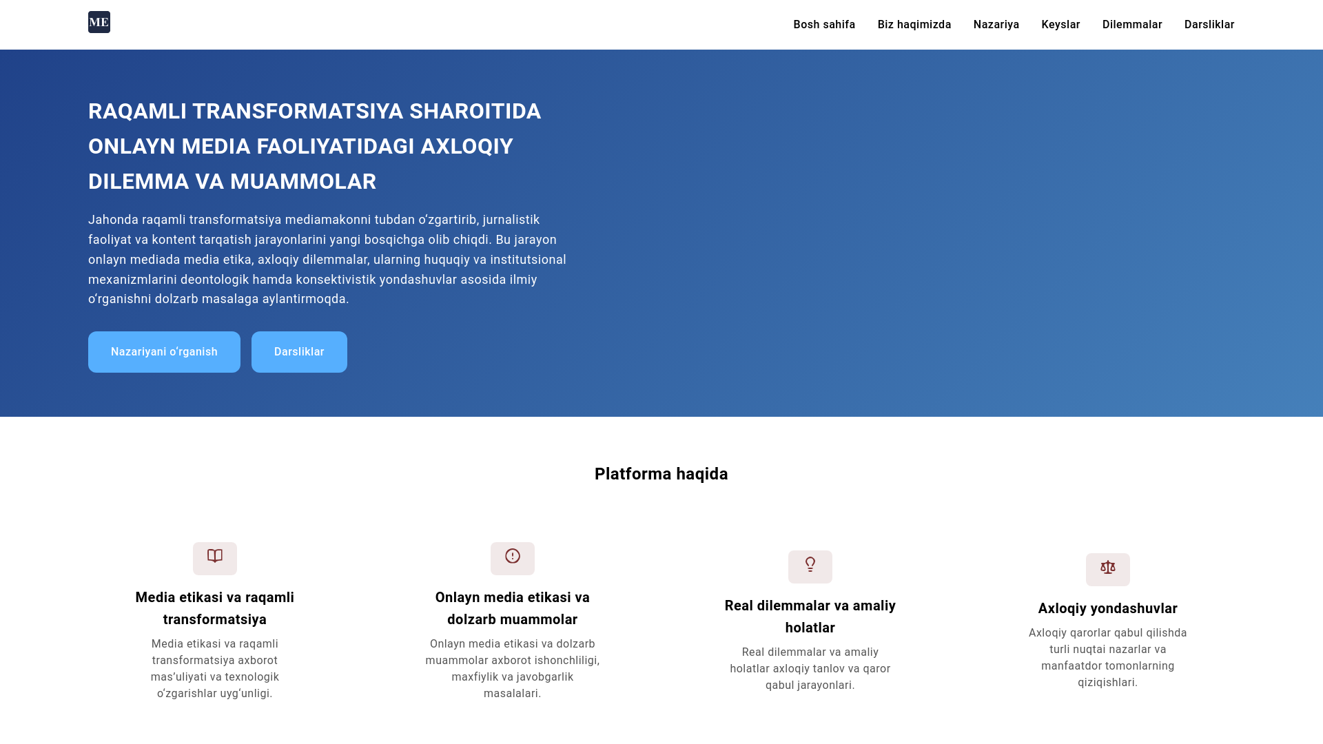 website screenshot of https://mediaethicslaw.uz