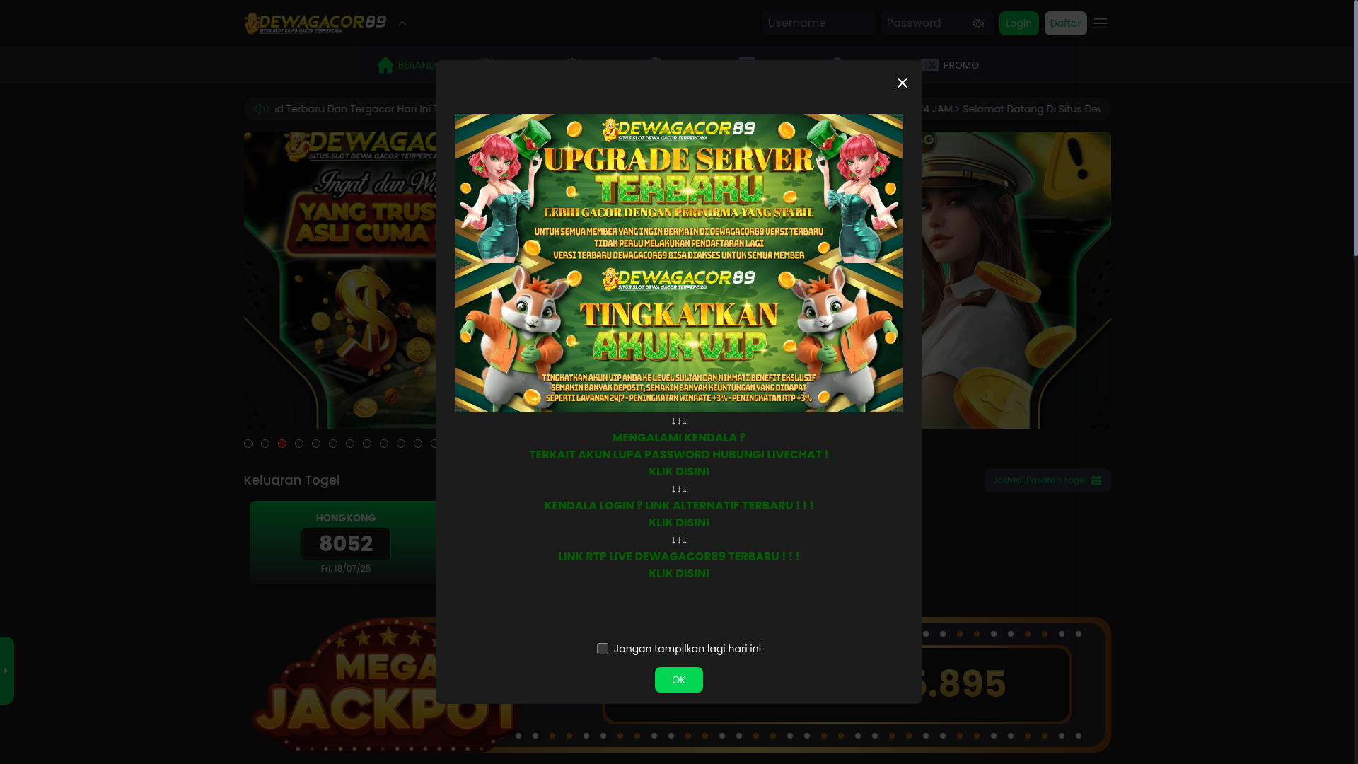 website screenshot of https://apkdewagacor89.pro/