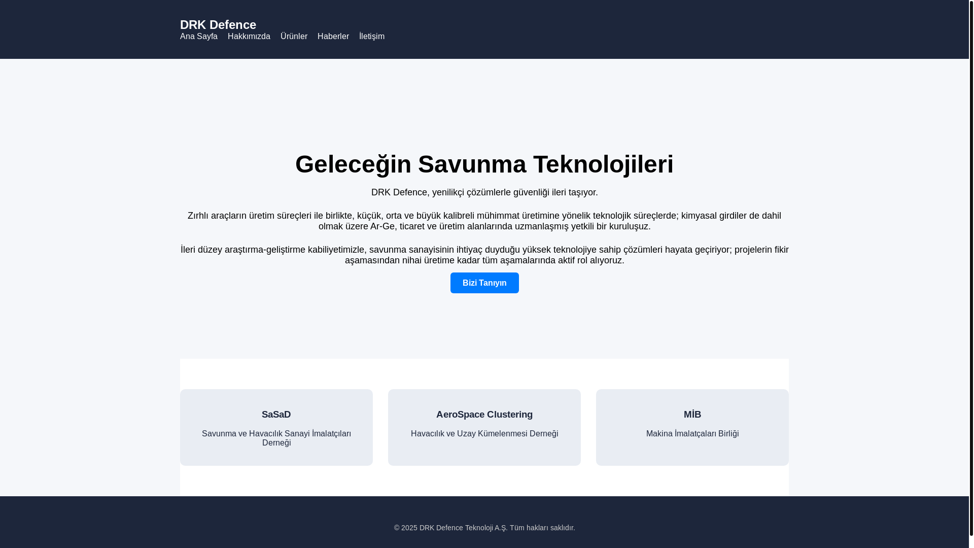 website screenshot of https://drk-defence.com/