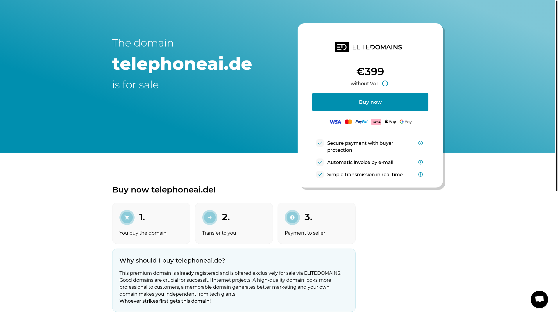 website screenshot of https://telephoneai.de/