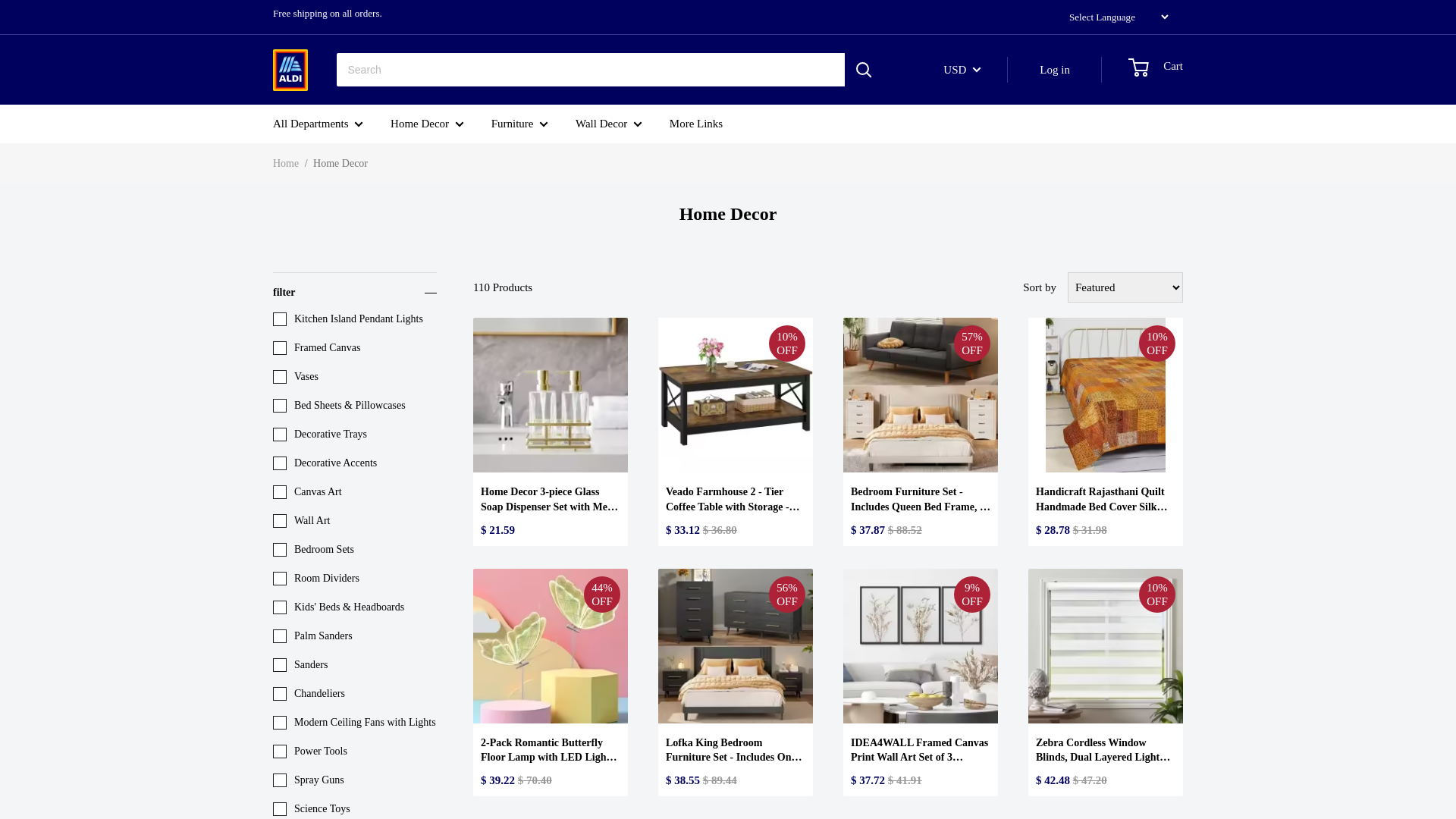 website screenshot of https://aldi-usa.miryesgoods.shop/collections/home-decor
