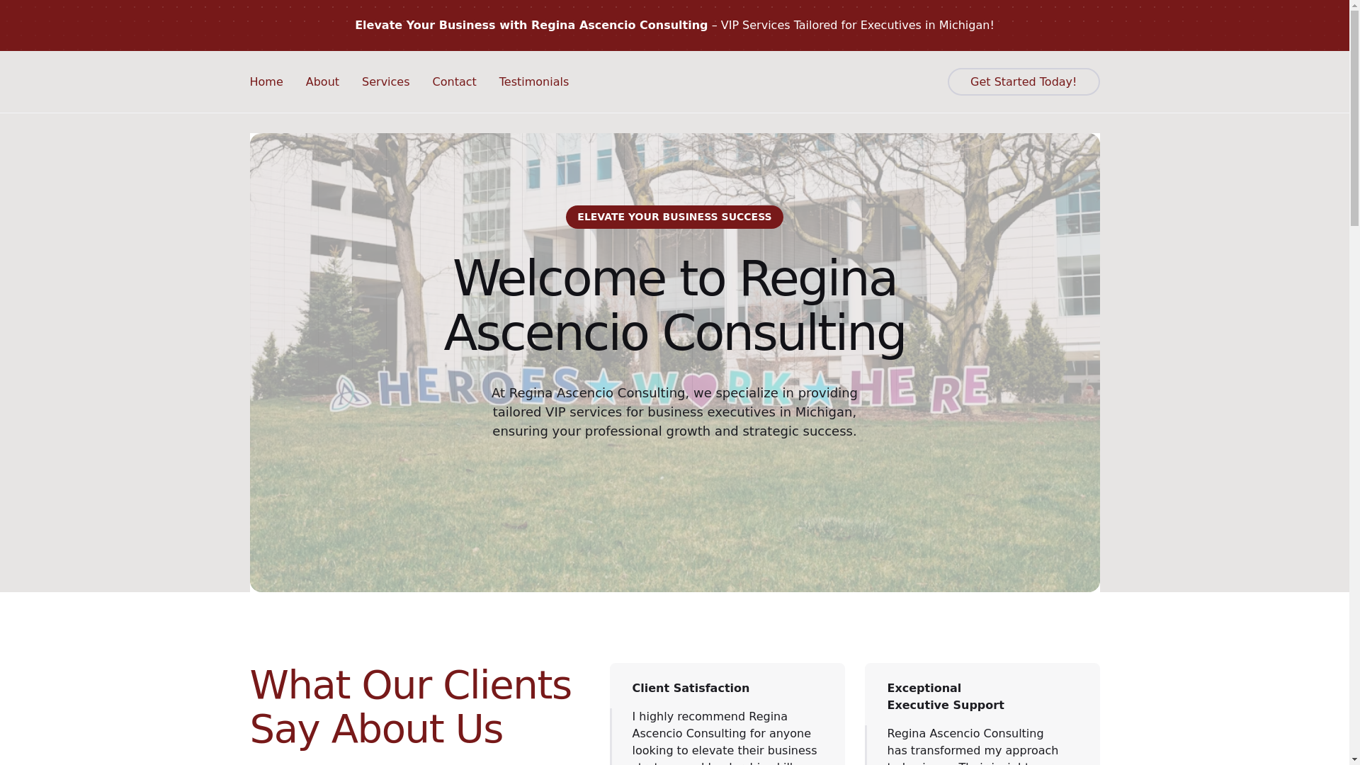 website screenshot of https://reginaascencio.com/