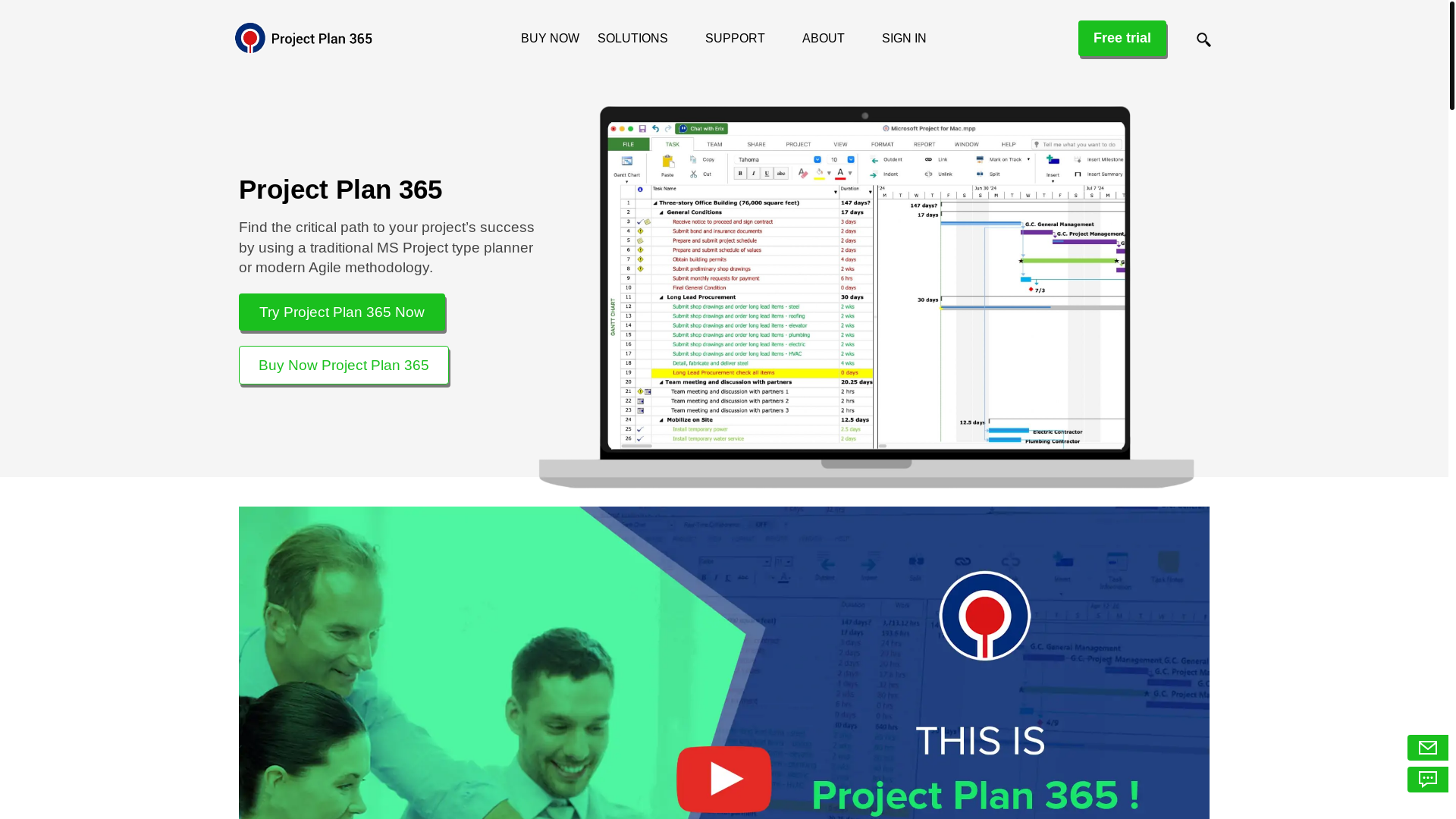 website screenshot of https://projectplan365.com/