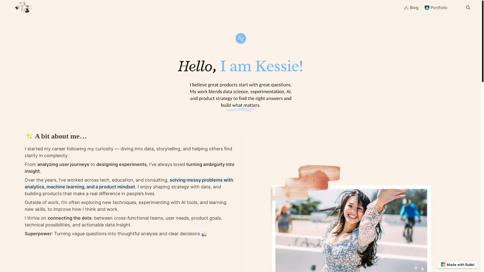 website screenshot of https://kessiezhang2-bullet.pages.dev/