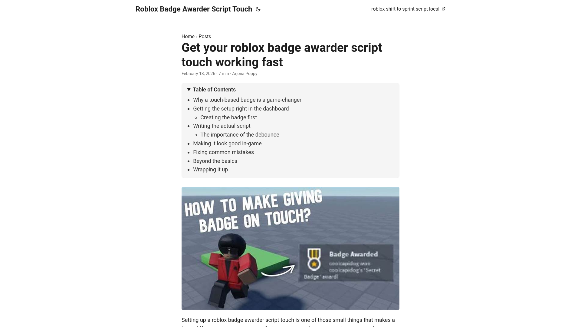 website screenshot of https://roblox-badge-awarder-script-touch.pages.dev/