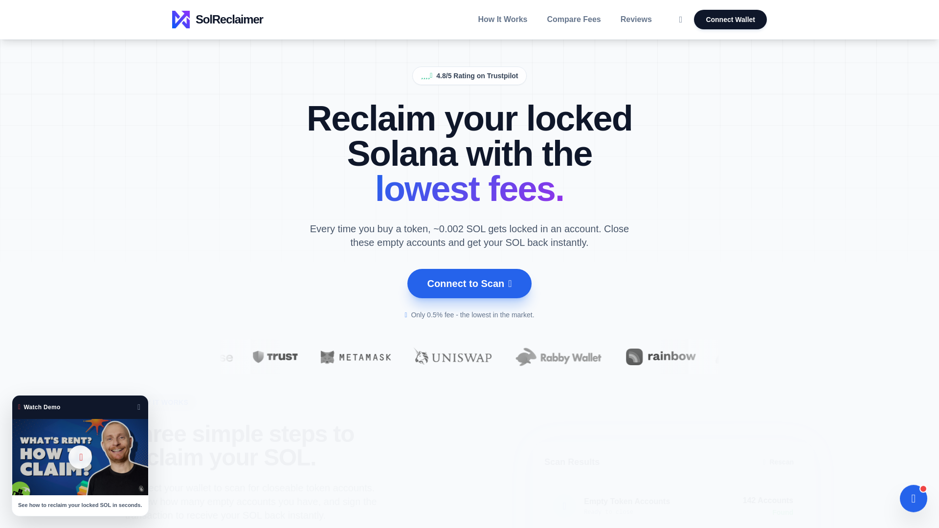 website screenshot of https://solunclaimed.xyz