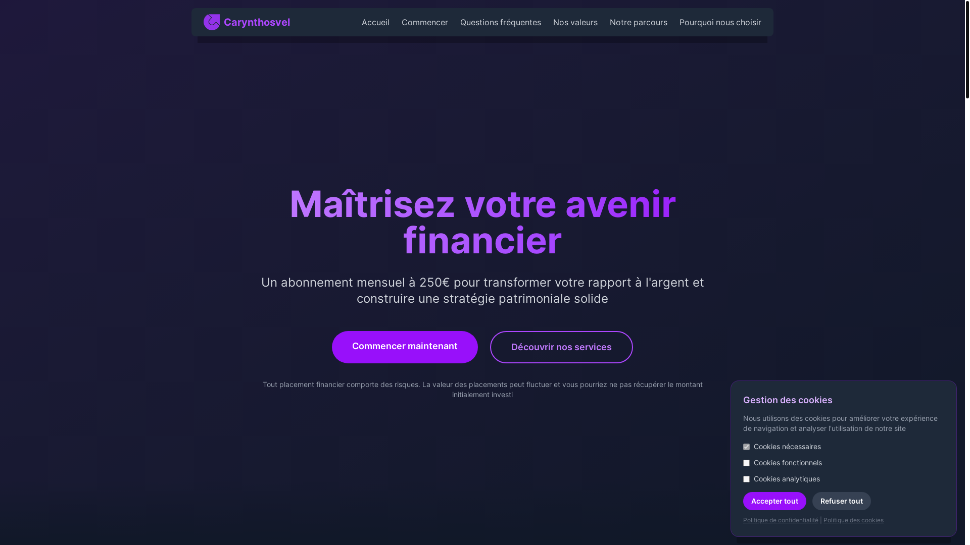 website screenshot of https://carynthosvel.com