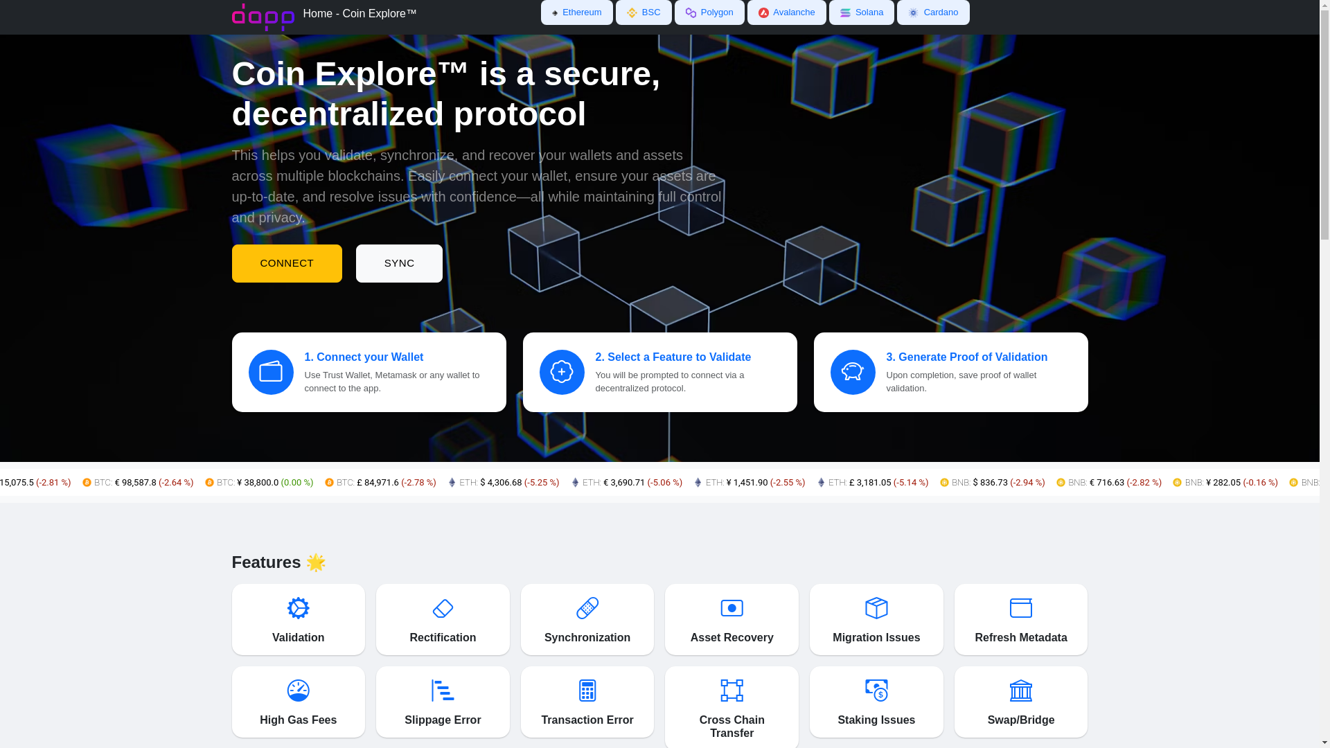 website screenshot of https://coinexplore.net/