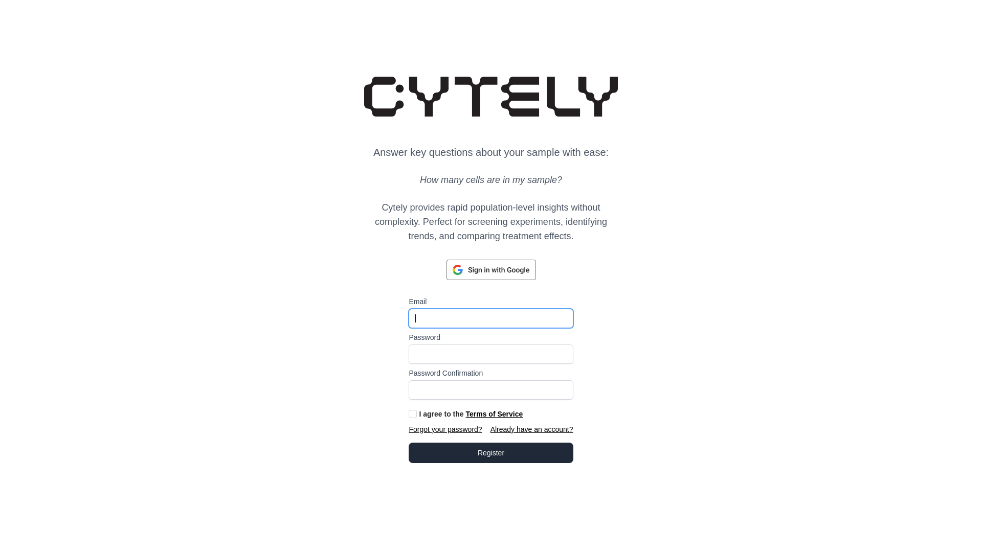 website screenshot of https://app.cytely.io/