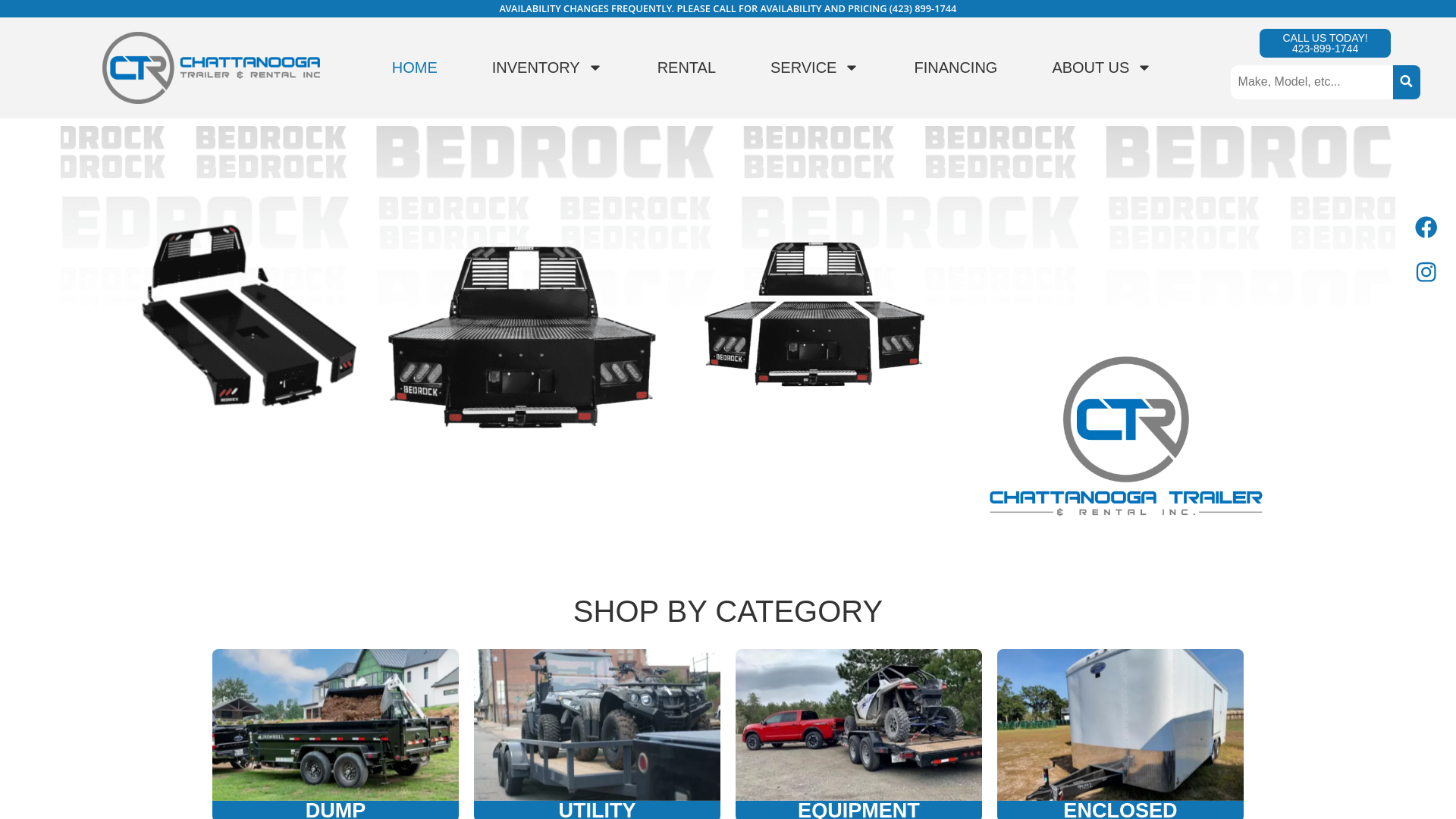 website screenshot of https://ctrtrailers.com/