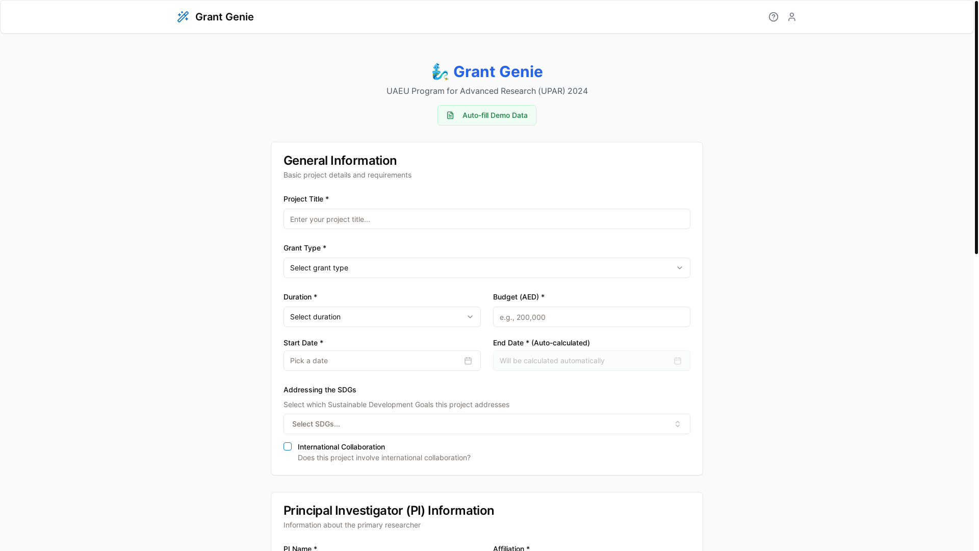 website screenshot of https://grant-genie.com/